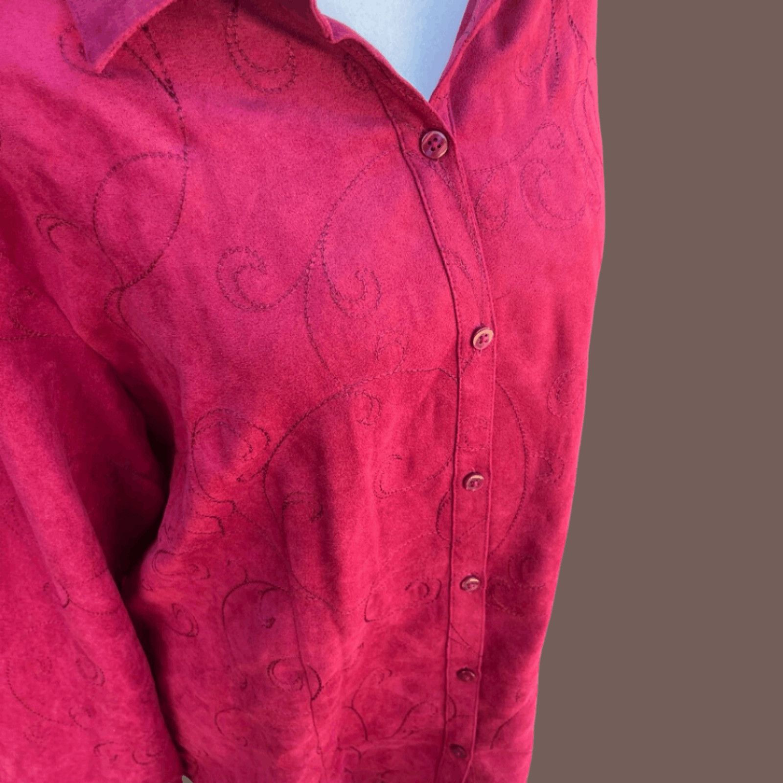 Croft & Barrow VTG Embroidered Shirt | Croft & Barrow Red | Y2K Femme Size L / US 10 / IT 46 - 3 Thumbnail