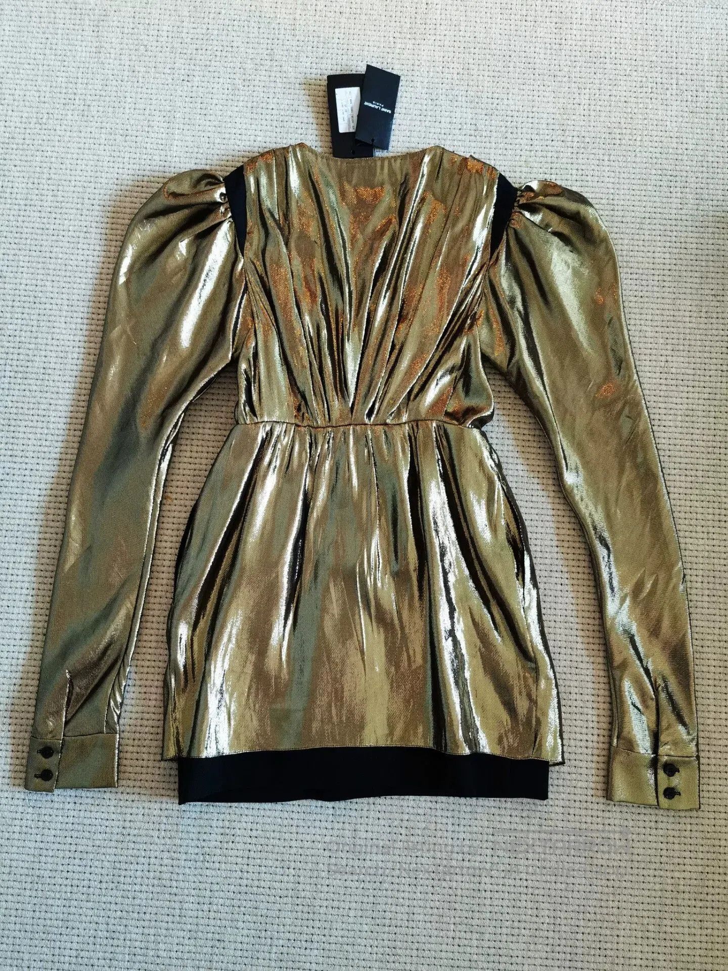 Saint Laurent Paris Saint Laurent 17 Gold Metallic Dress. Size S / US 4 / IT 40 - 2 Thumbnail
