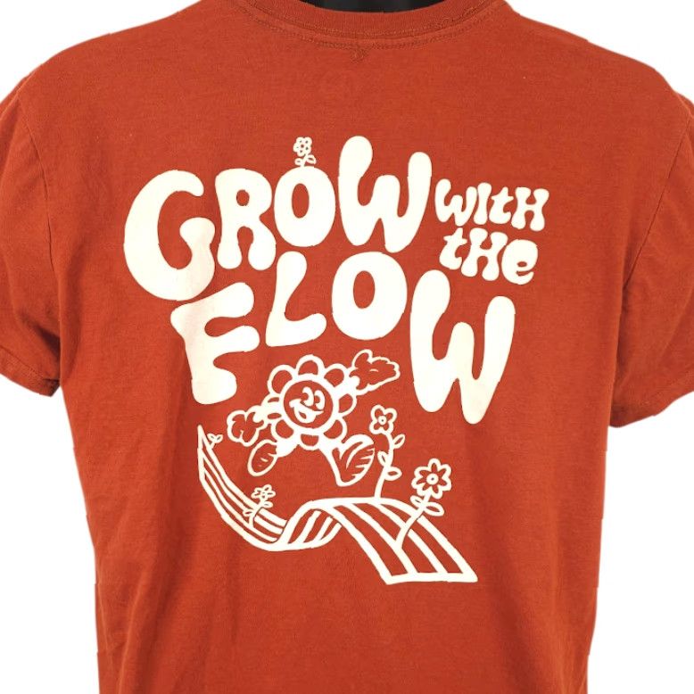 Vintage Happy Flower T Shirt Mens Size Medium Orange Grow With The Flow Shirt Mens Orange Flower Gardening 2020s Size US M / EU 48-50 / 2 - 2 Thumbnail