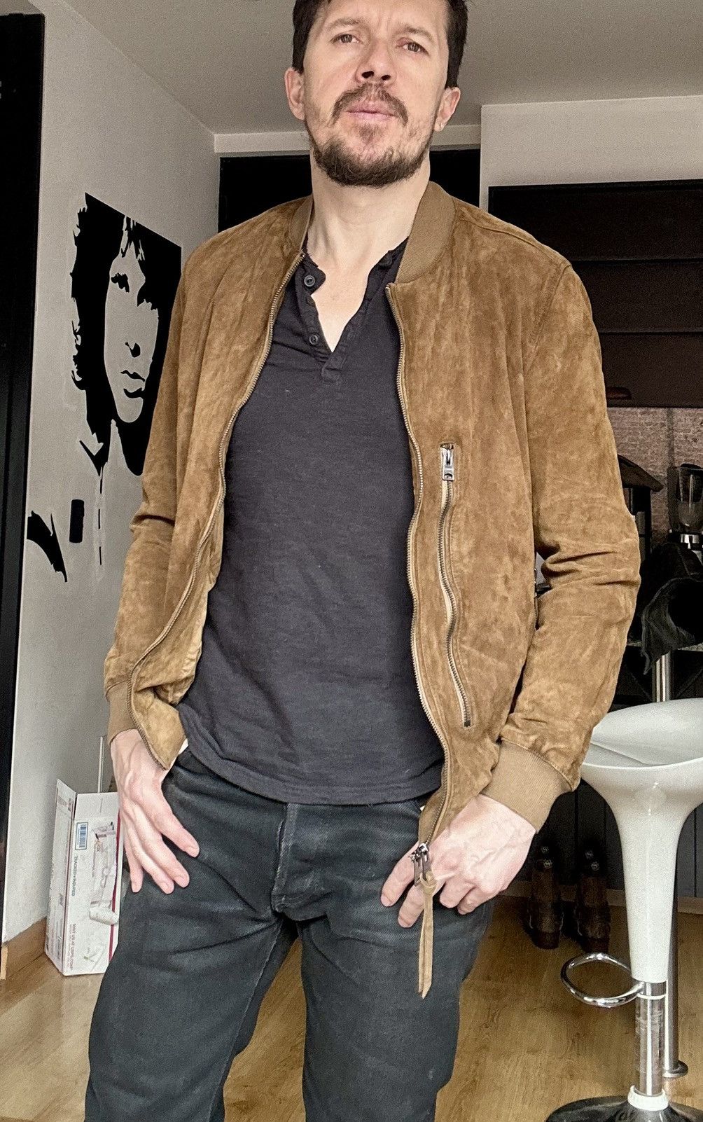 Allsaints All Saints Bergen Bomber suede leather brown Jacket S Size US S / EU 44-46 / 1 - 3 Thumbnail