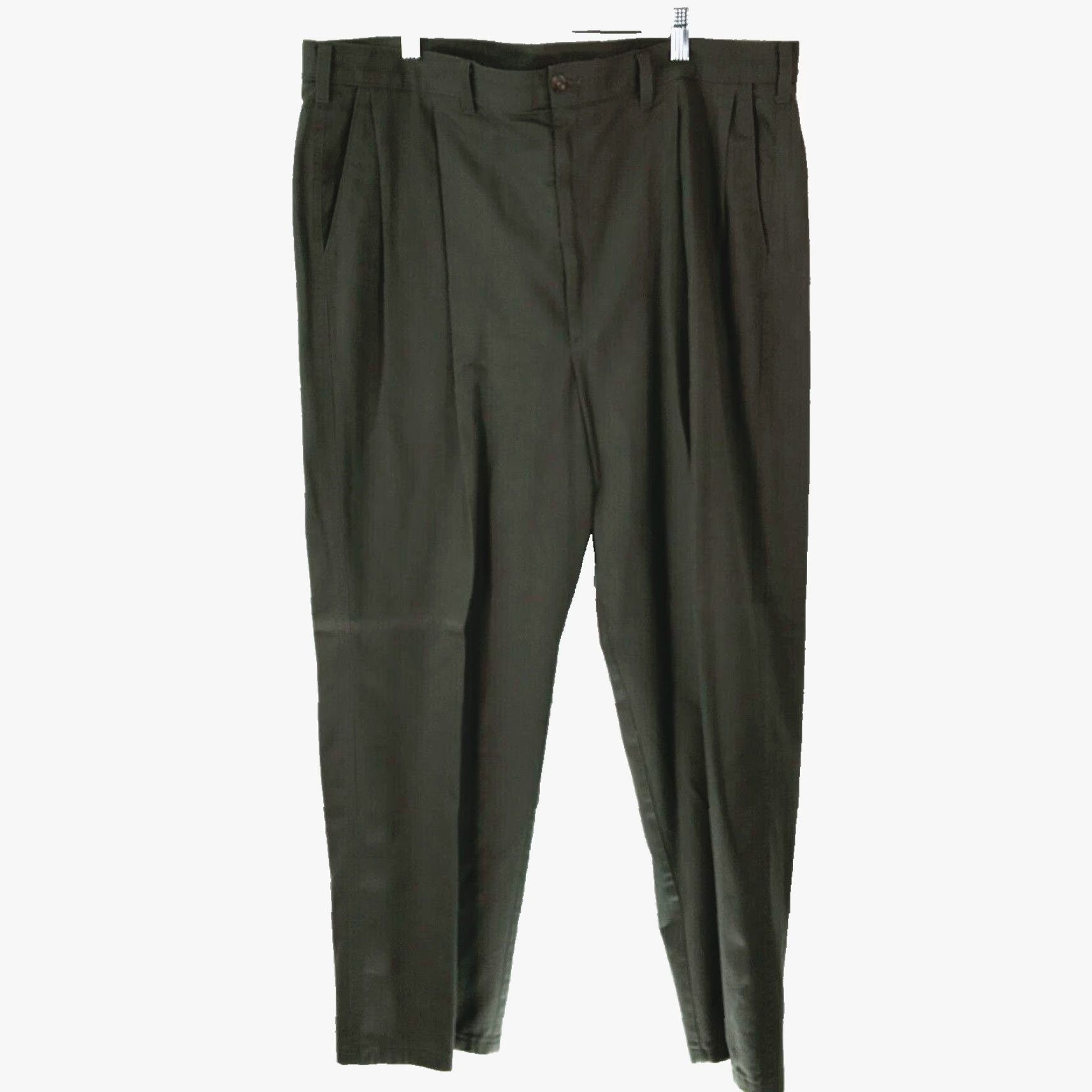 Vintage Reed St James Mens Dress Pants 42 Gray Pleated Straight High Rise Inseam 30 100% Cotton Size US 42 / EU 58 - 2 Thumbnail