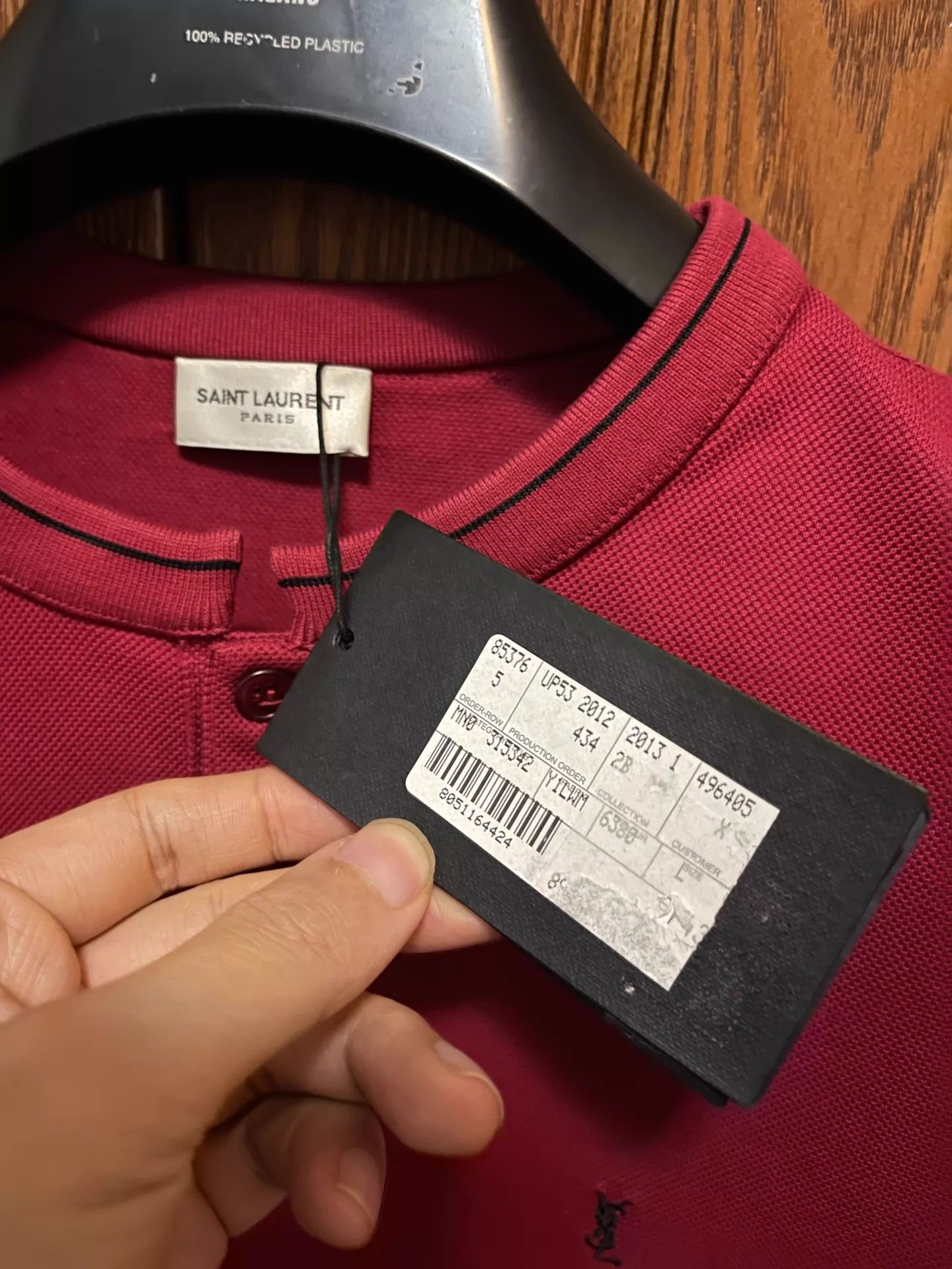 Saint Laurent Paris Saint Laurent Slim Fit Henley Neck Polo L Dark Red Size US L / EU 52-54 / 3 - 7 Thumbnail