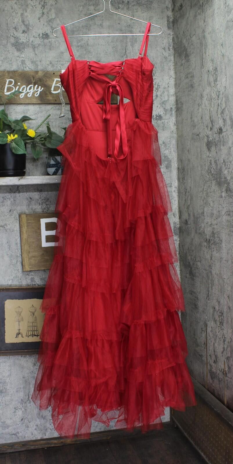 Other Blondie Nites Mesh Spaghetti Strap Gown Dress 4637bn Red 15 Size M / US 6-8 / IT 42-44 - 2 Thumbnail
