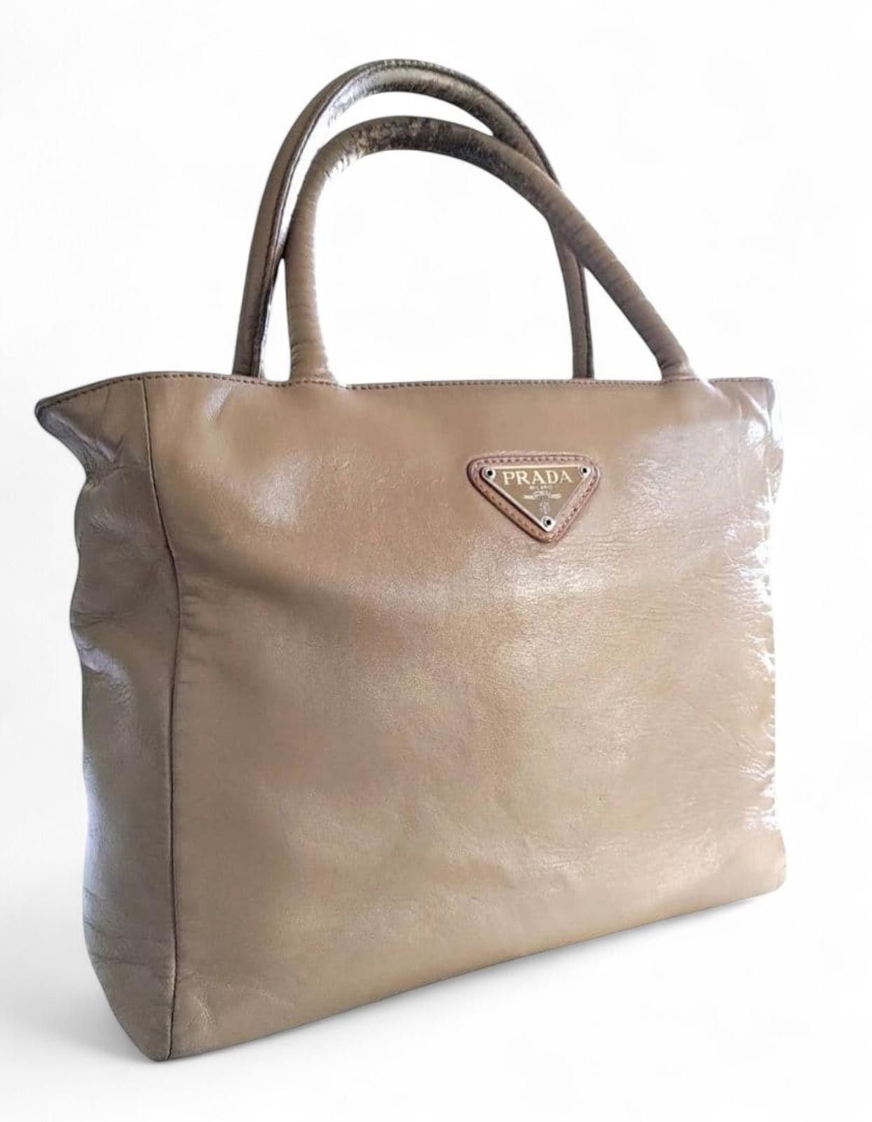 Prada Prada - Beige Leather Tote Bag Size ONE SIZE - 2 Thumbnail