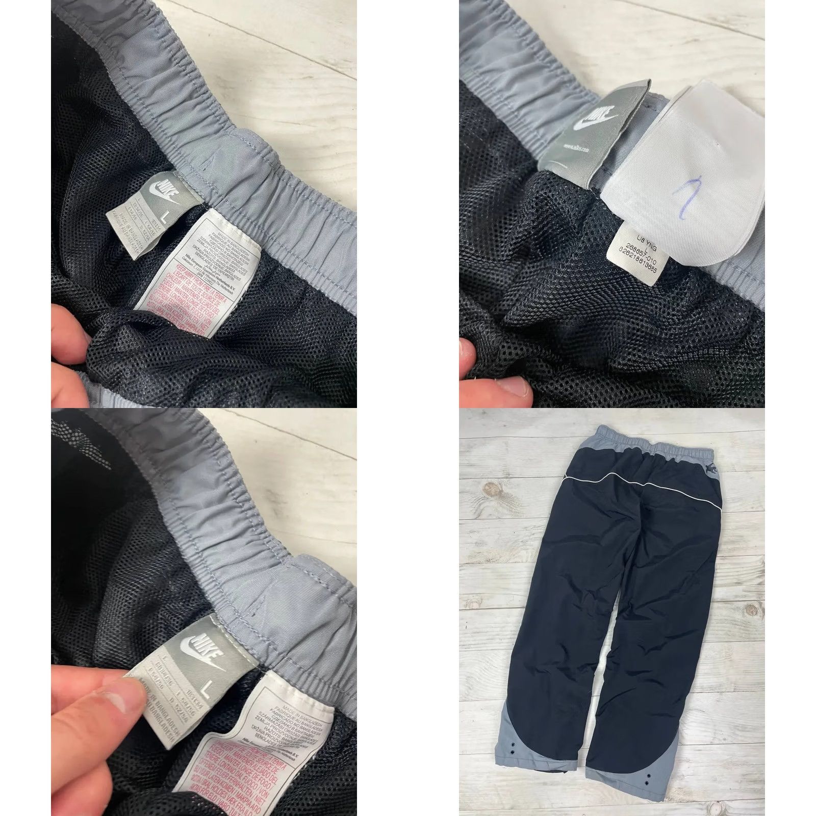 Nike VINTAGE Nike Air Pants Nike Pants Men L Black Nylon Striped Swoosh 00s Baggy 90s 00s Y2K Track Pants Waist 40cm 31.5in Knee 12.6in Men Size US 33 - 8 Thumbnail