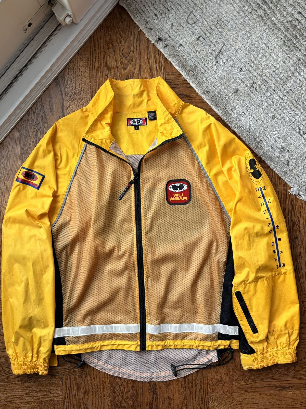 image of Archival Clothing x Vintage Wu Wear Cycling Jacket 2000S 90's Wu Tang Nylon 3M in Yellow (Size Larg