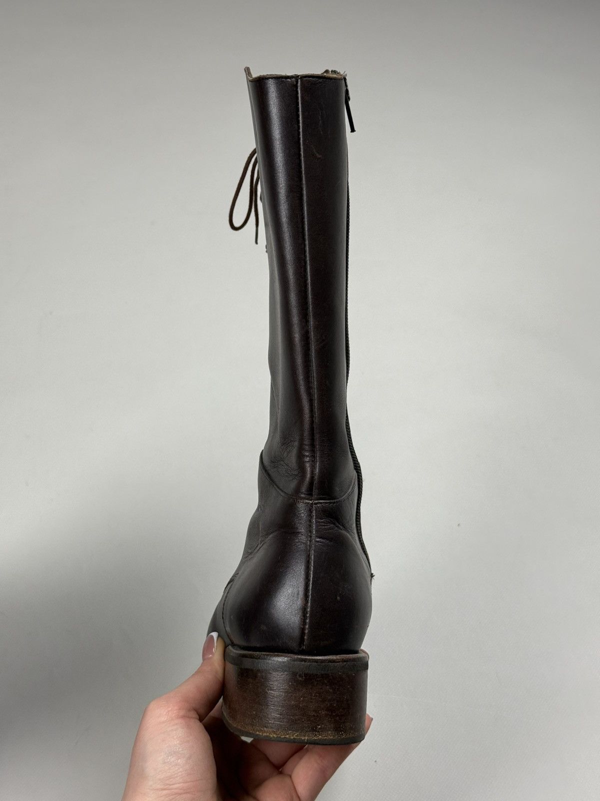 Paraboot Paraboot Ladies Tall Lace Calf Combat Leather Boots Shoes Size US 7.5 / IT 37.5 - 10 Thumbnail