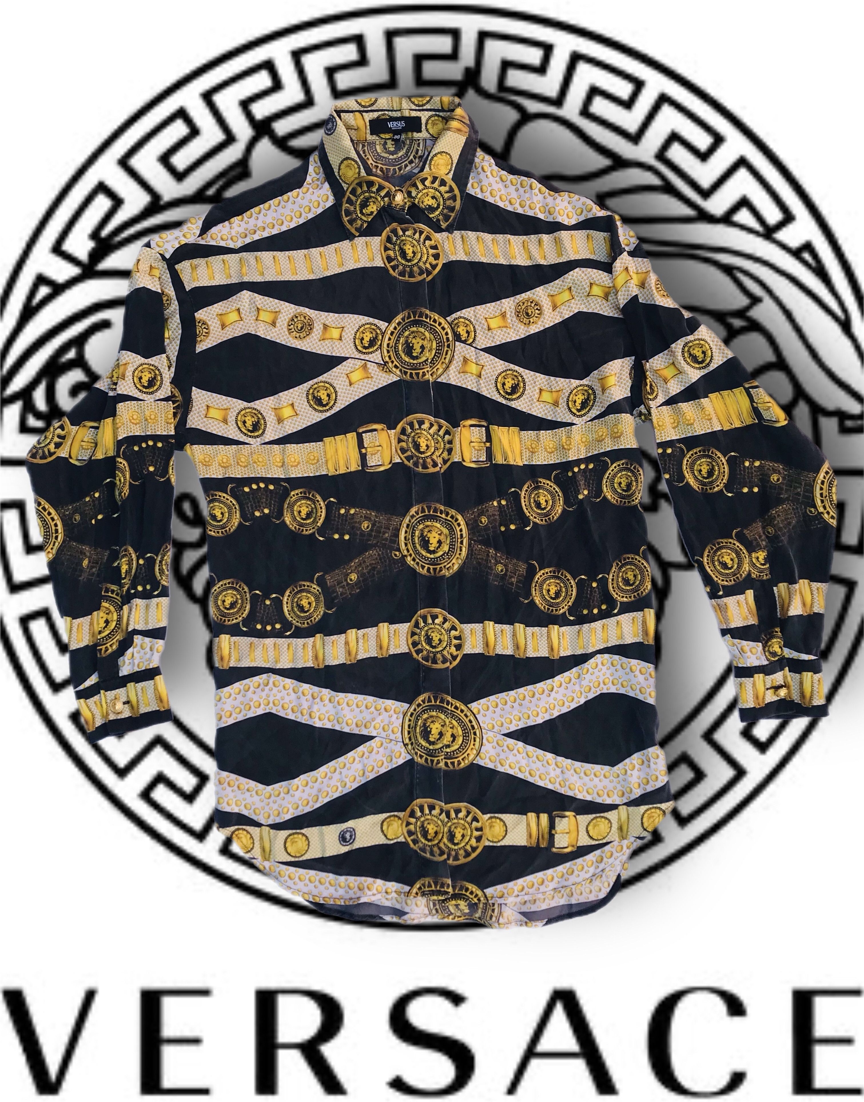 Versace Versus Versace Print Barocco Lion Silk Long Sleeve Button-Up Size S / US 4 / IT 40 - 2 Thumbnail