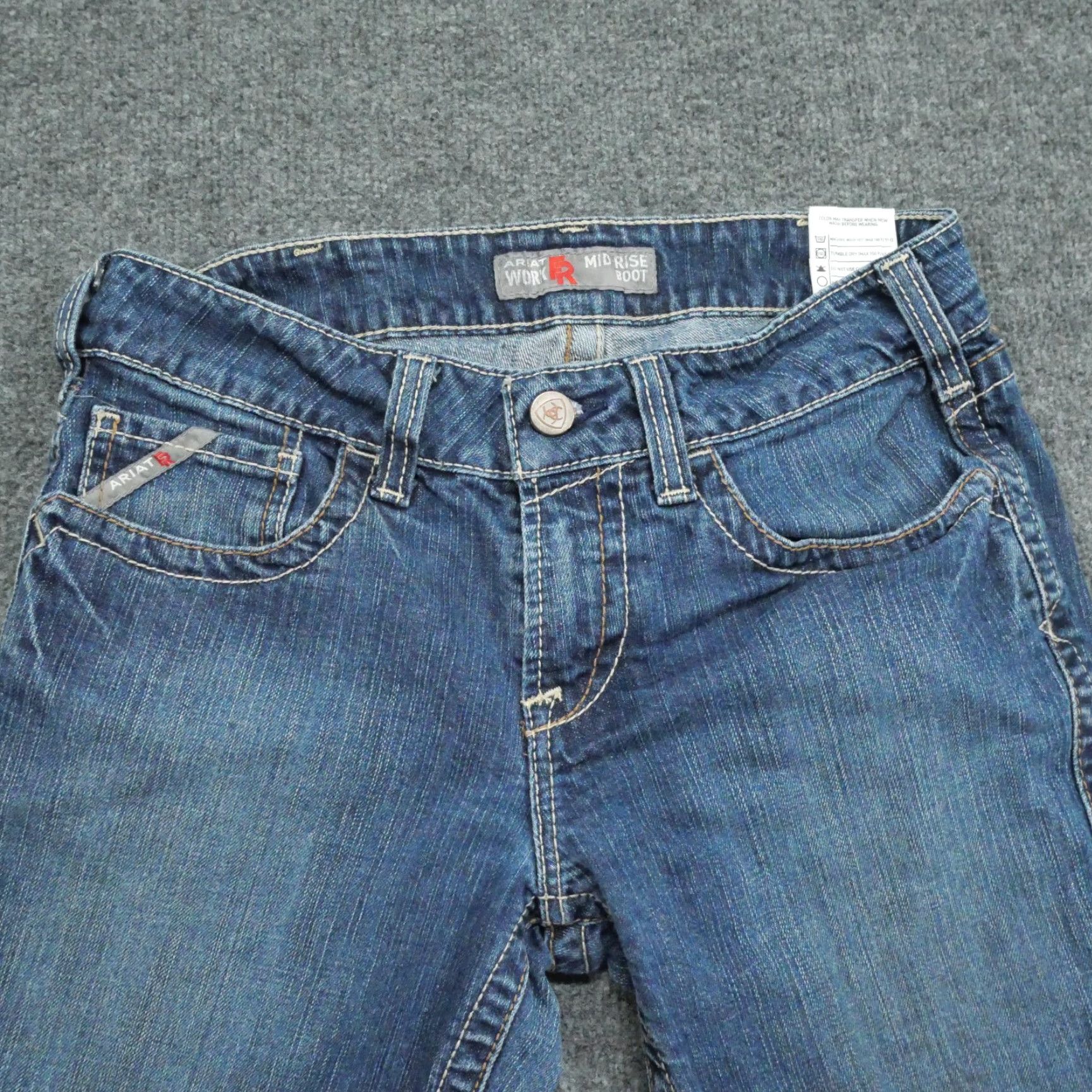 Ariat Ariat Jeans Womens 29 Blue Flame-Resistant Mid Rise Cropped Workwear 32x27 Size 29" - 2 Thumbnail