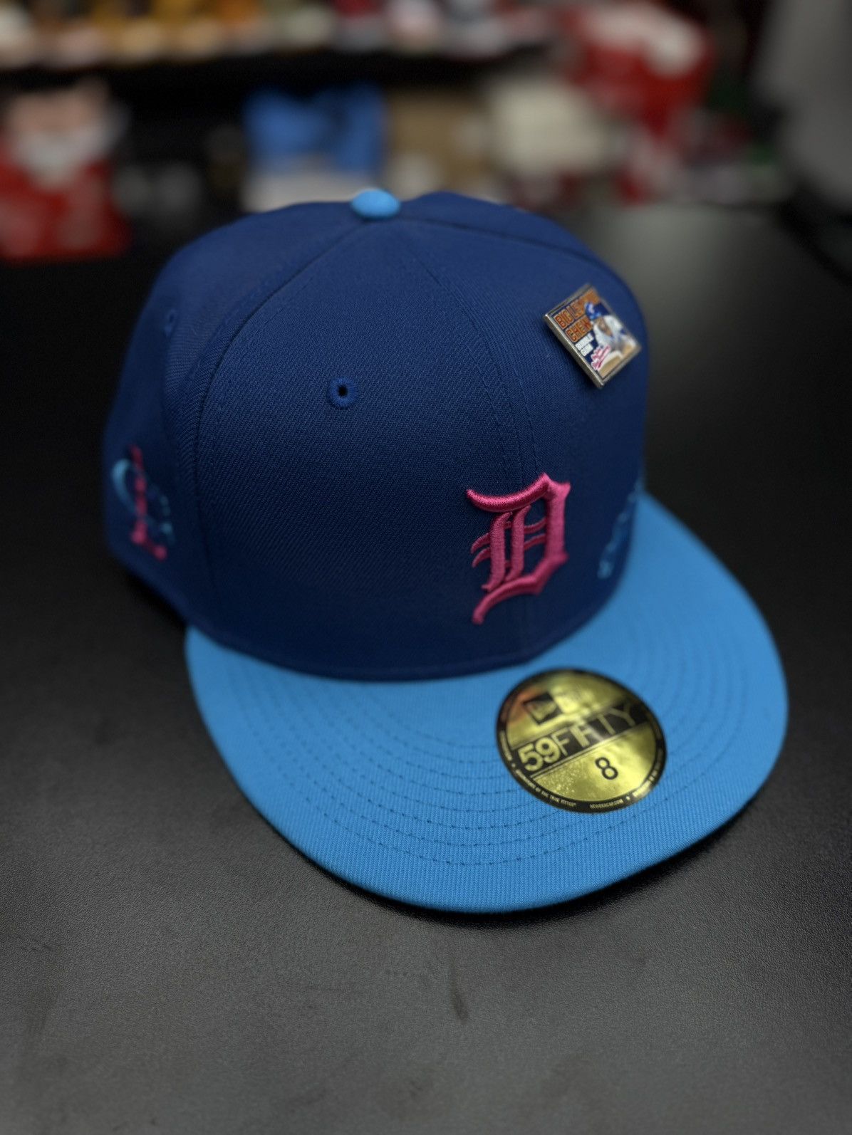 New Era New ERA Size 8 Fitted Hat Detriot Blue Size ONE SIZE - 3 Thumbnail