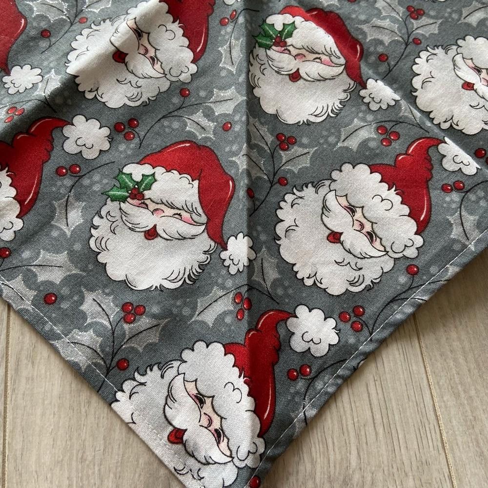 Designer Grey Sparkle Christmas Santa Dog Bandana Size ONE SIZE - 2 Thumbnail