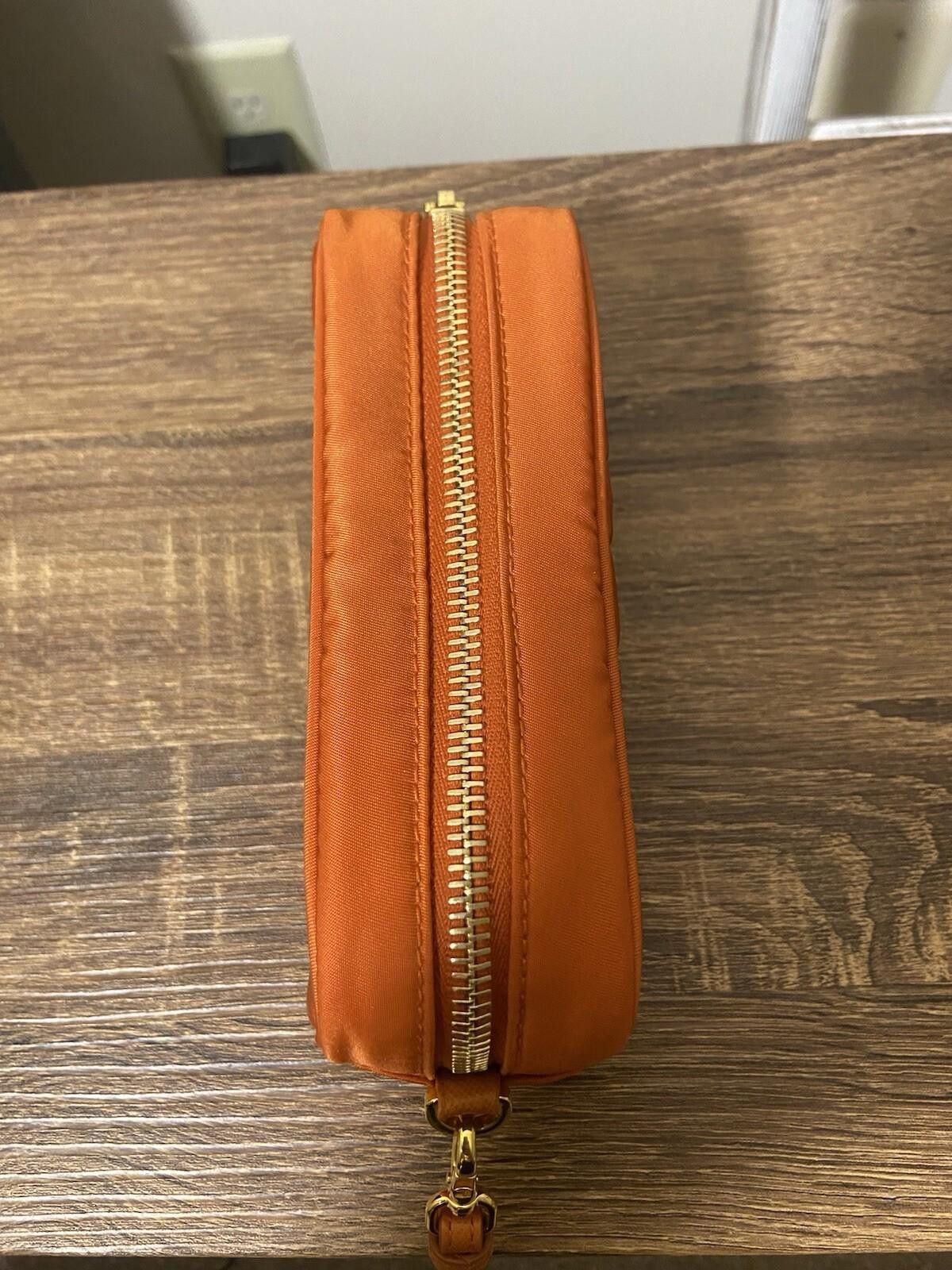 Prada Prada Tessuto orange nylon saffiano logo-lined clutch pouch Size ONE SIZE - 3 Thumbnail