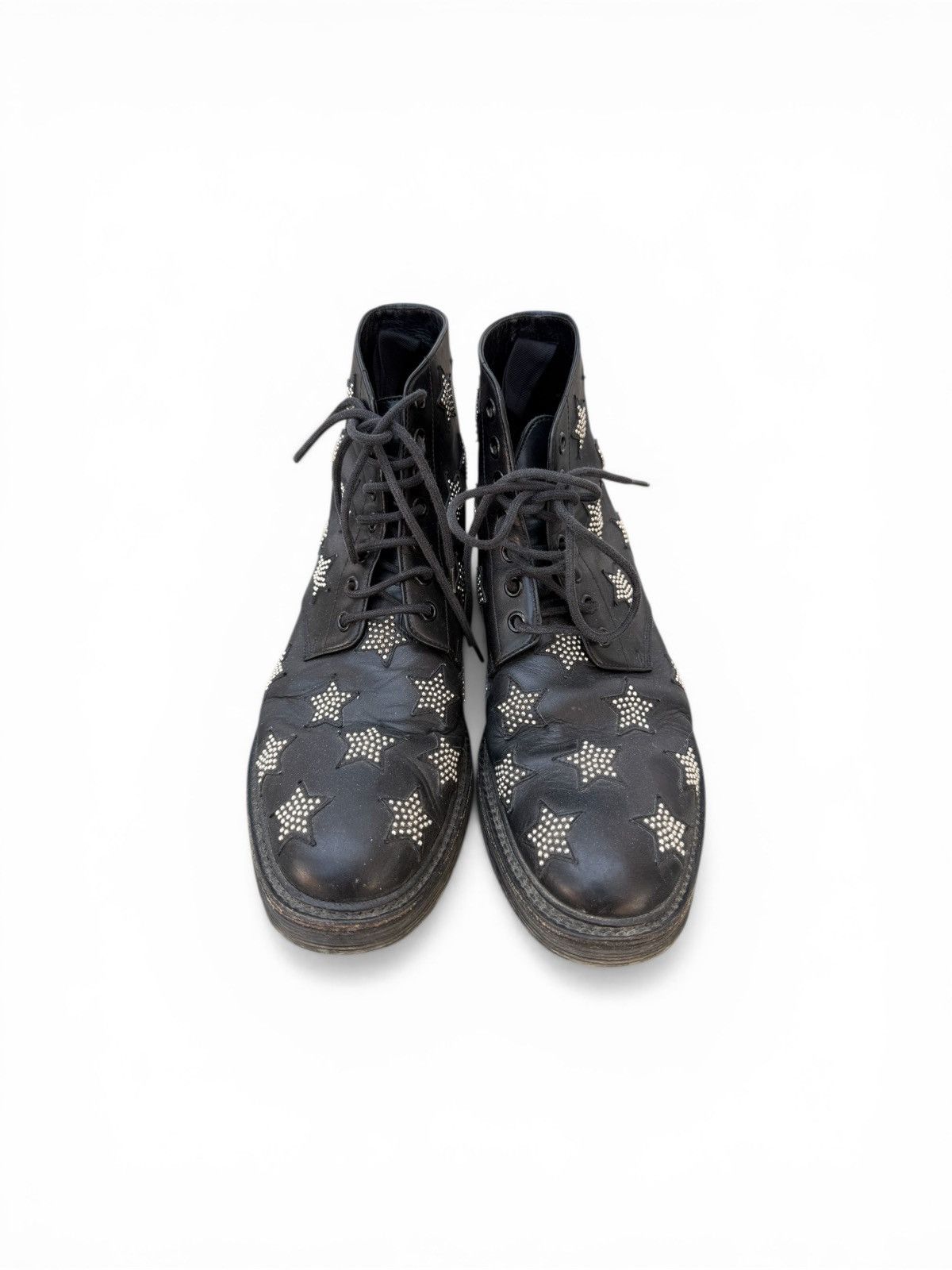 Saint Laurent Paris Studded Star Combat Boots in Black Leather Size US 8 / EU 41 - 2 Thumbnail