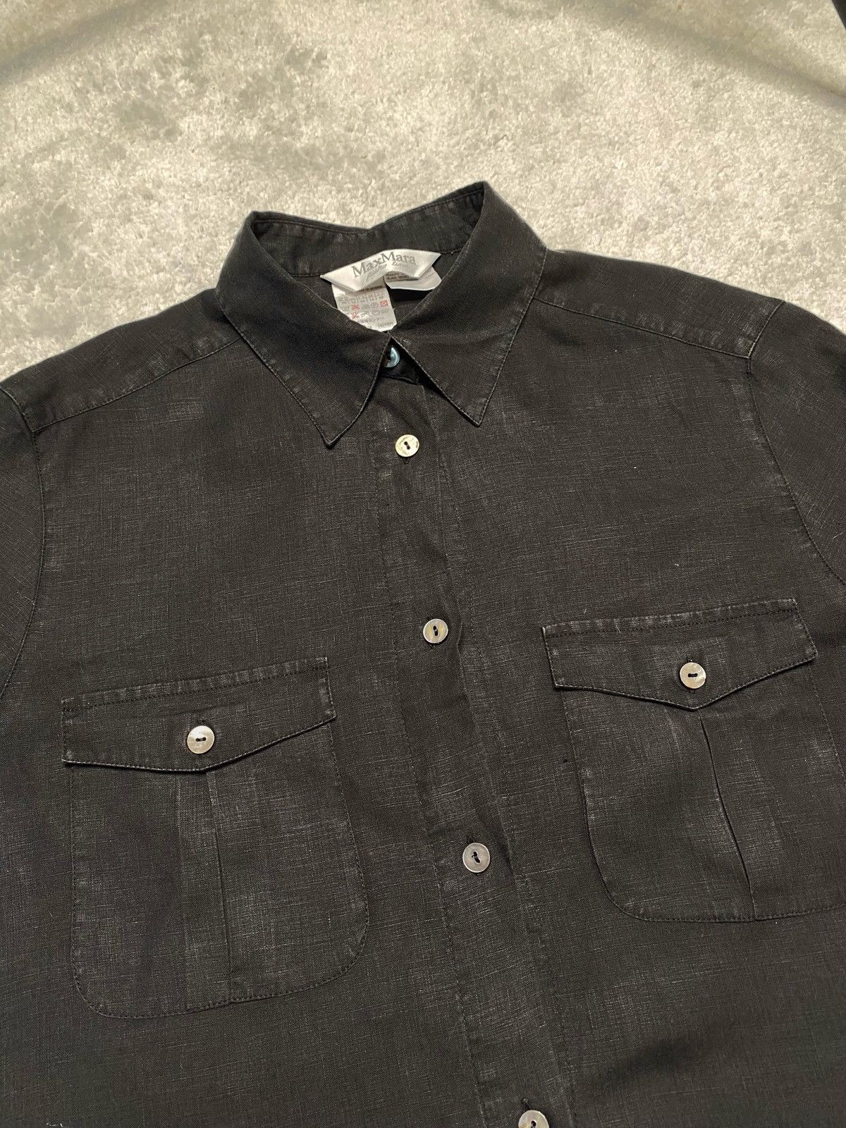 Max Mara Vintage Black Button Up Shirt Basic Elegant Max Mara Linen Size M / US 6-8 / IT 42-44 - 3 Thumbnail