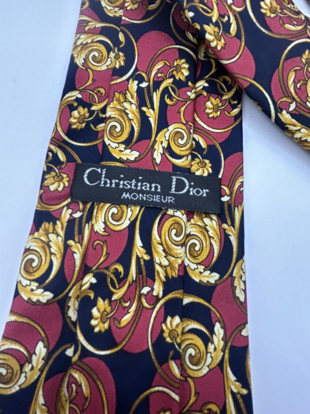 Christian Dior Monsieur Christian Dior Red & Gold Paisley Tie Size ONE SIZE - 2 Thumbnail