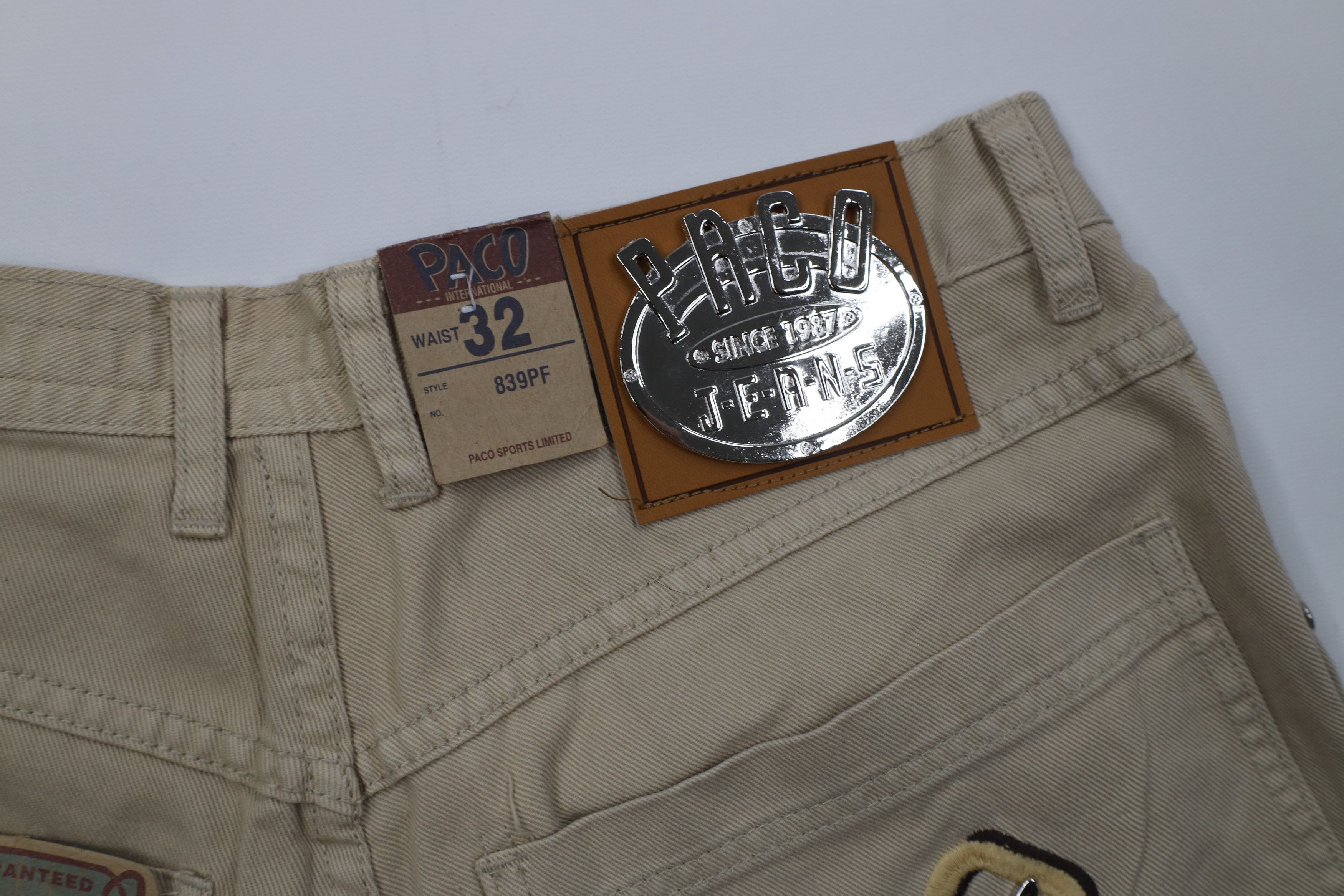Vintage Deadstock Vintage 90s Paco Hip Hop Denim Jean Shorts Tan Size US 32 / EU 48 - 15 Thumbnail