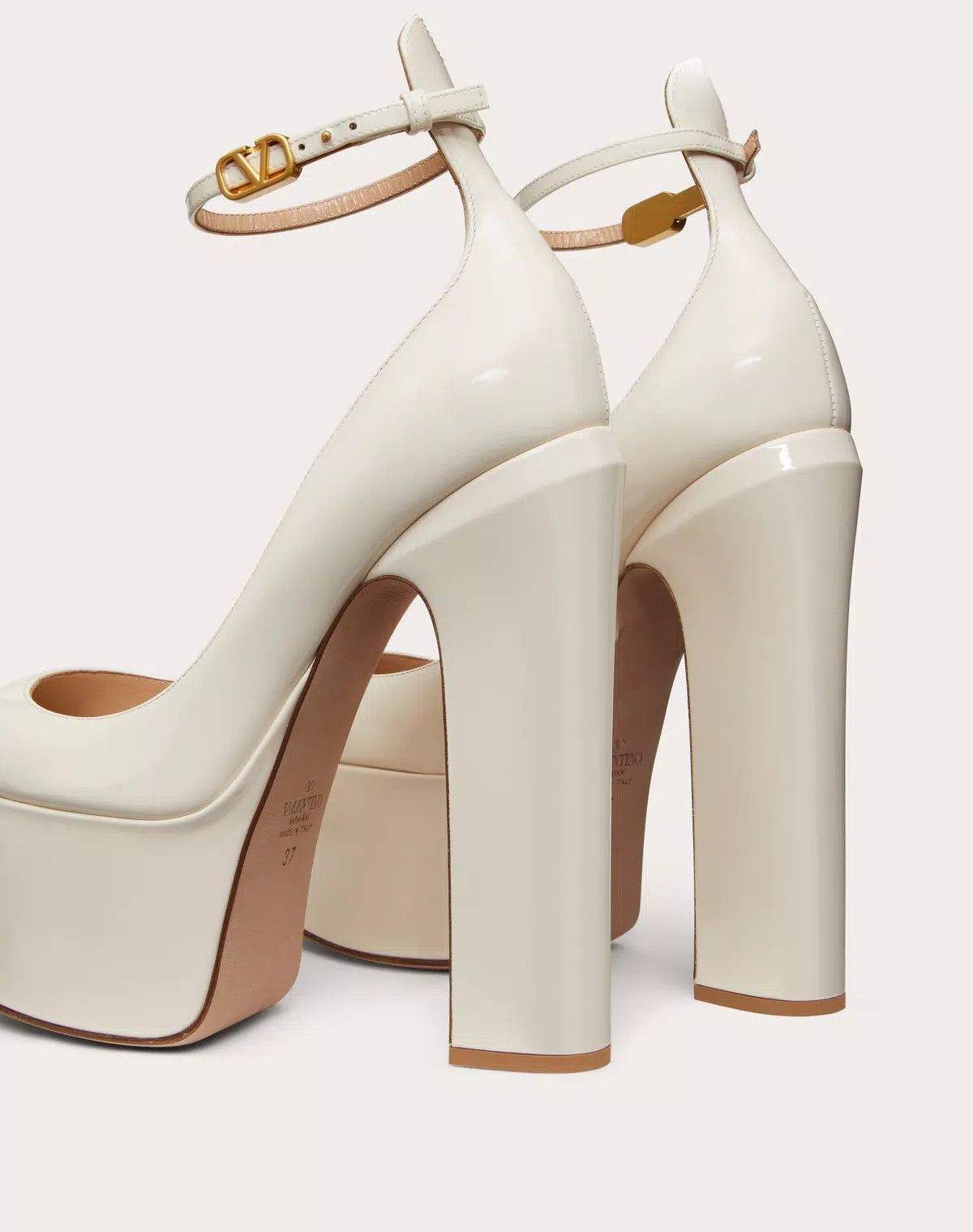 Valentino o1s1wg110625 Tan Go Platform Pump In Patent Leather in White Size US 7.5 / IT 37.5 - 5 Thumbnail
