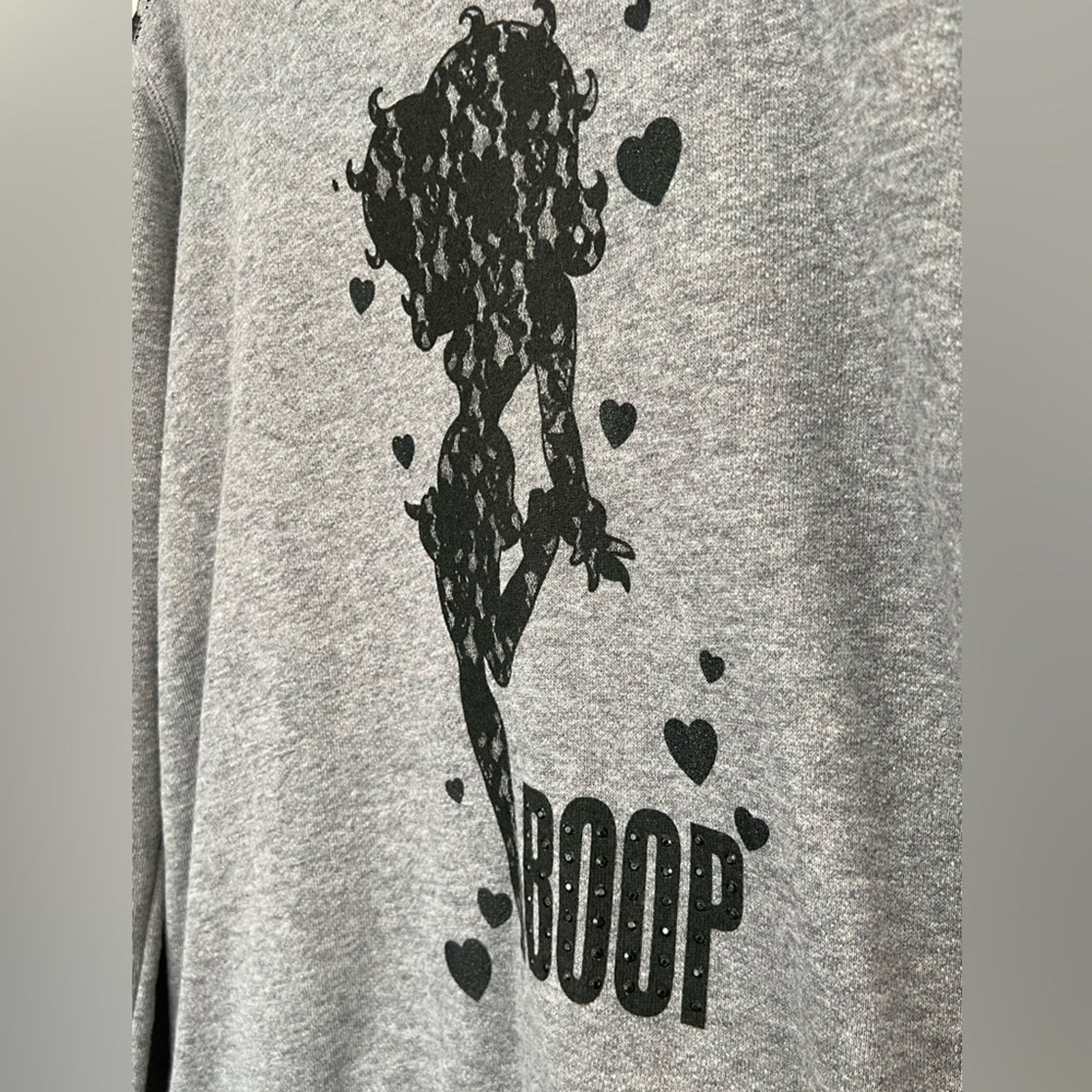 Universal Studios MODERN BETTY BOOP SWEATSHIRT GRAY BLACK LACE XXL UNIVERSAL Size XXL / US 16-18 / IT 52-54 - 3 Thumbnail