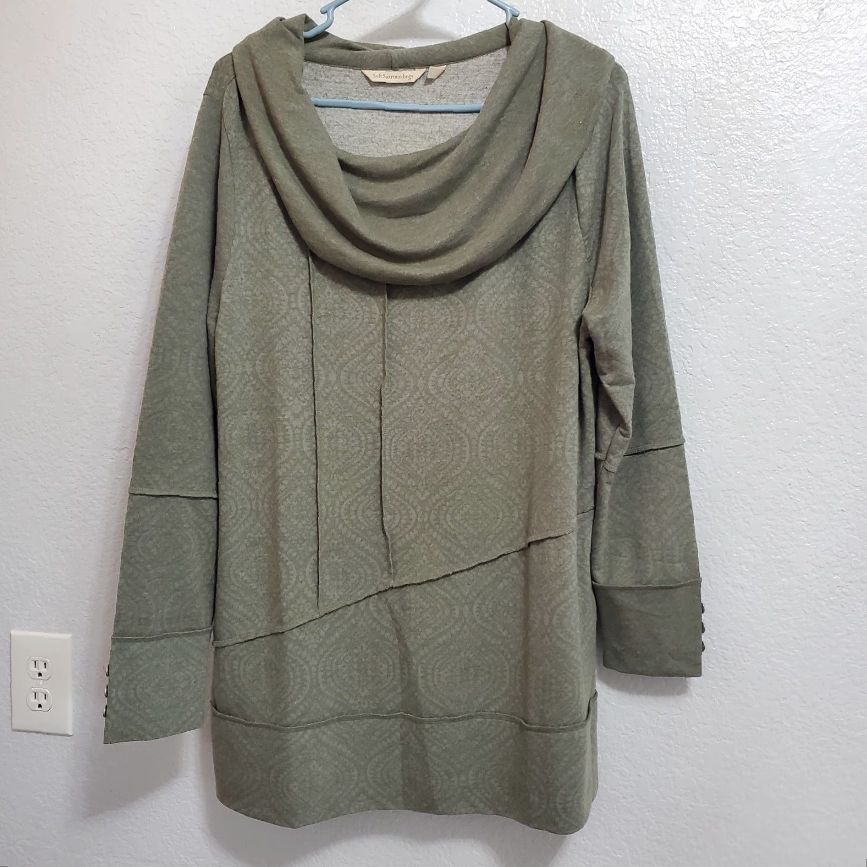 Soft Surroundings Soft Surroundings Tunic Shirt Women L Green Cowl Neck Long Sleeve Pullover Top Bohemian Lagenlook Coastal Oversized Size L / US 10 / IT 46 - 2 Thumbnail