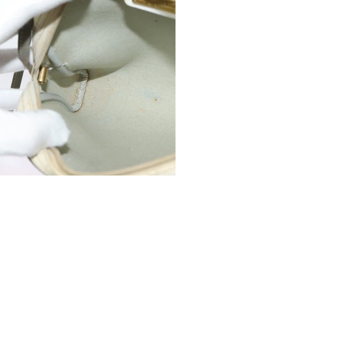 Dior DIOR Honeycomb Canvas Shoulder Bag Pvc White Gold Size ONE SIZE - 12 Thumbnail