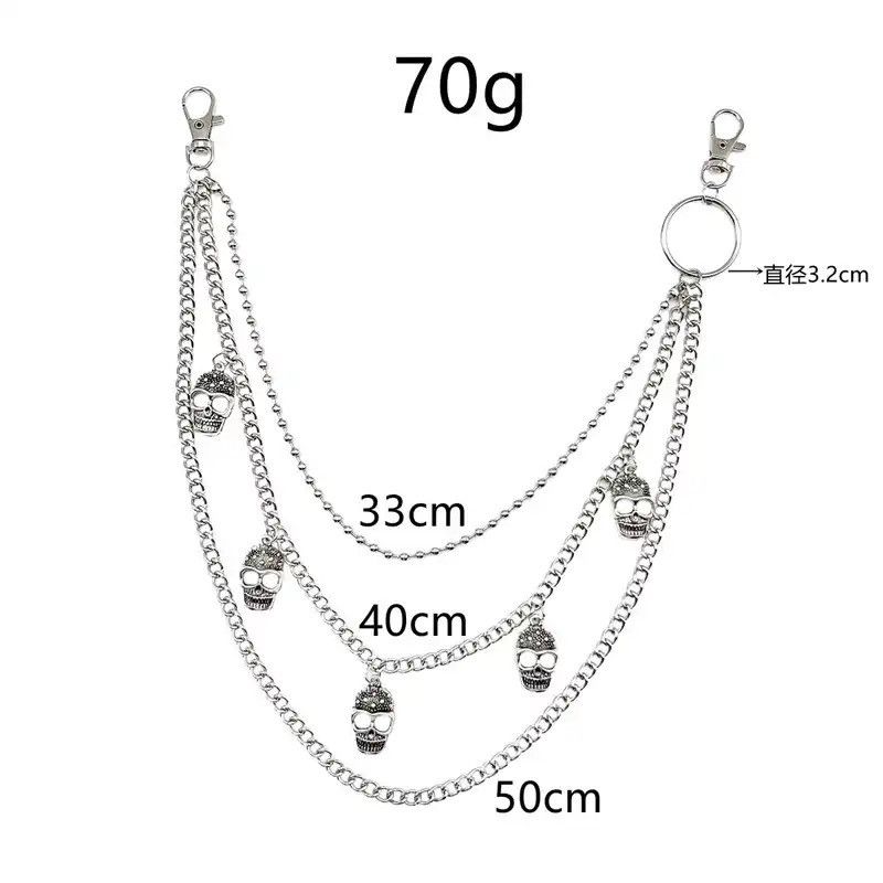 Jewelry Punk Pants Chain Skull Keychains Size ONE SIZE - 2 Thumbnail