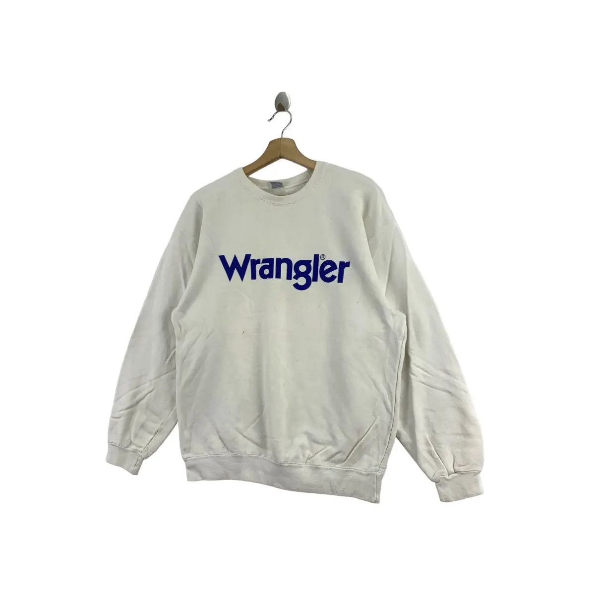 Wrangler Vintage 90s WRANGLER USA Brand Print White Sweatshirt Size US L / EU 52-54 / 3 - 2 Thumbnail
