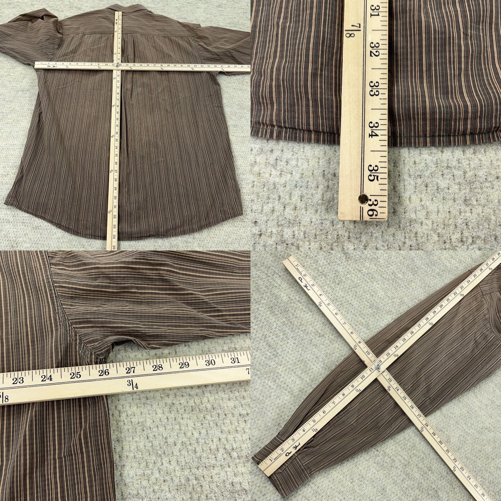 Vintage Cinch Shirt Men XXL 2XL Brown Striped Button Up Western Cowboy Pocket Dress Size 48R - 8 Thumbnail