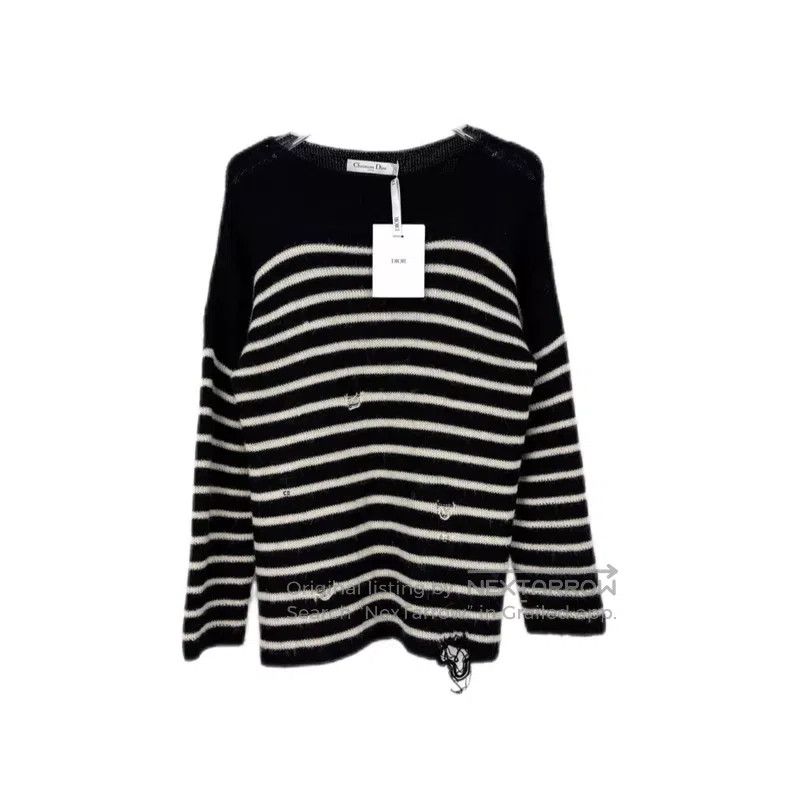 Dior Dior Black and white striped embroidered bee sweater Size XXS / US 00 / IT 34 - 1 Thumbnail