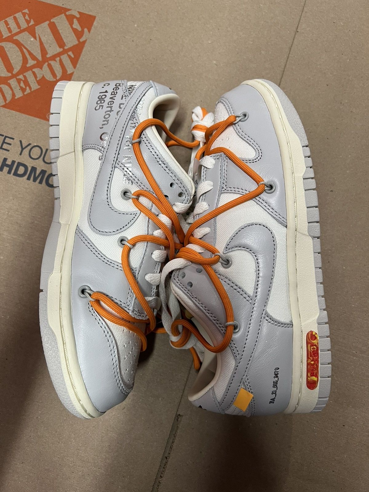 Nike × Off-White Off White/Nike Dunk Low Lot44-Sail/Neutral Grey-Alpha Orange Size US 5.5 / EU 38 - 4 Thumbnail
