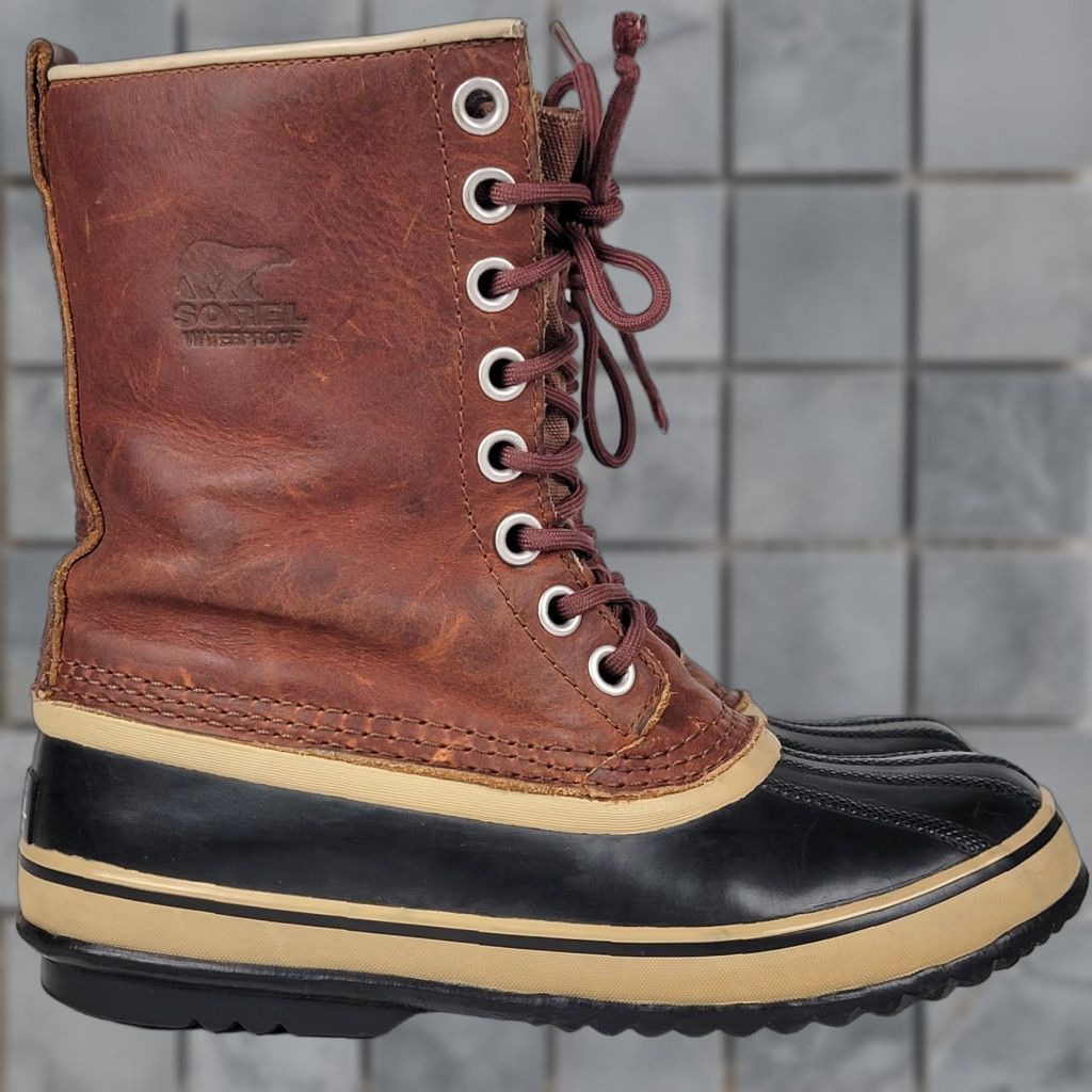 SOREL Sorel Snow Boots Women Brown Leather Size 8 M Adult Women's Boots Winter Fur Trim Lace Up Round Toe Casual Travel Activewear Size US 6 / IT 36 - 1 Thumbnail
