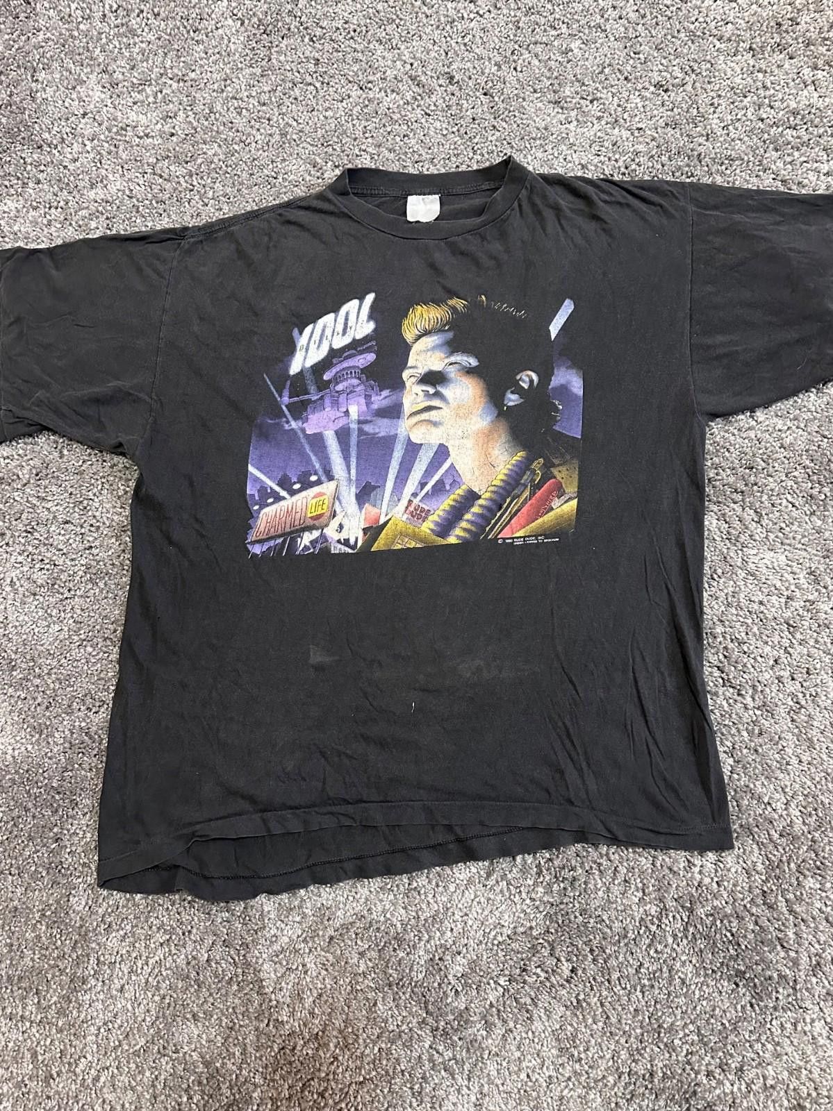 Brockum 90s Vintage Billy Idol 1990 Charmed Life Tour Faded T-Shirt Size US M / EU 48-50 / 2 - 1 Thumbnail