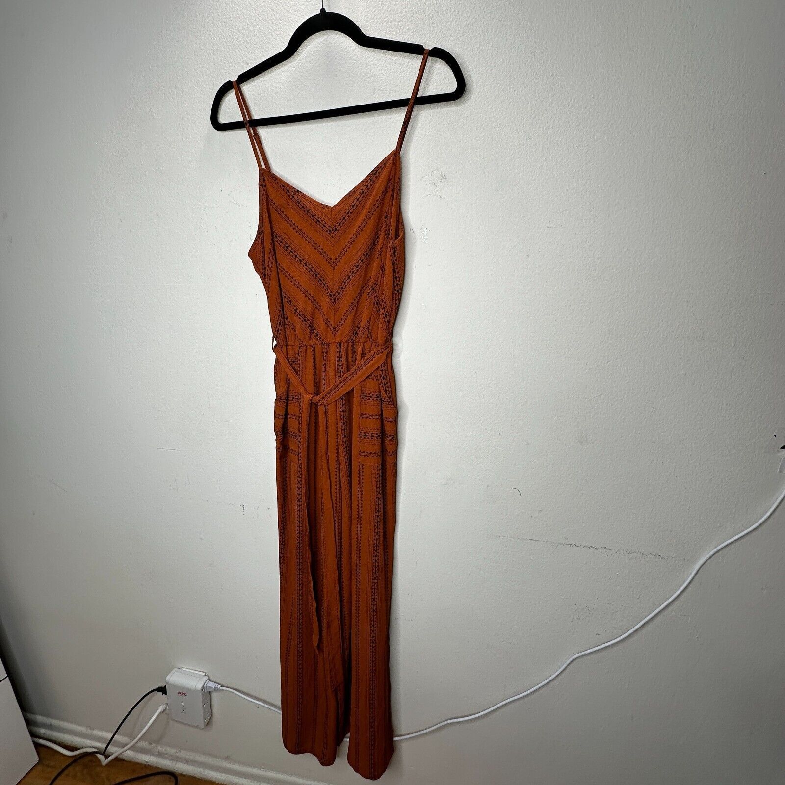 Other E & M Rust Aztec VNeck Spaghetti Strap Tie Waist Jumpsuit Size 30" / US 8 / IT 44 - 4 Thumbnail
