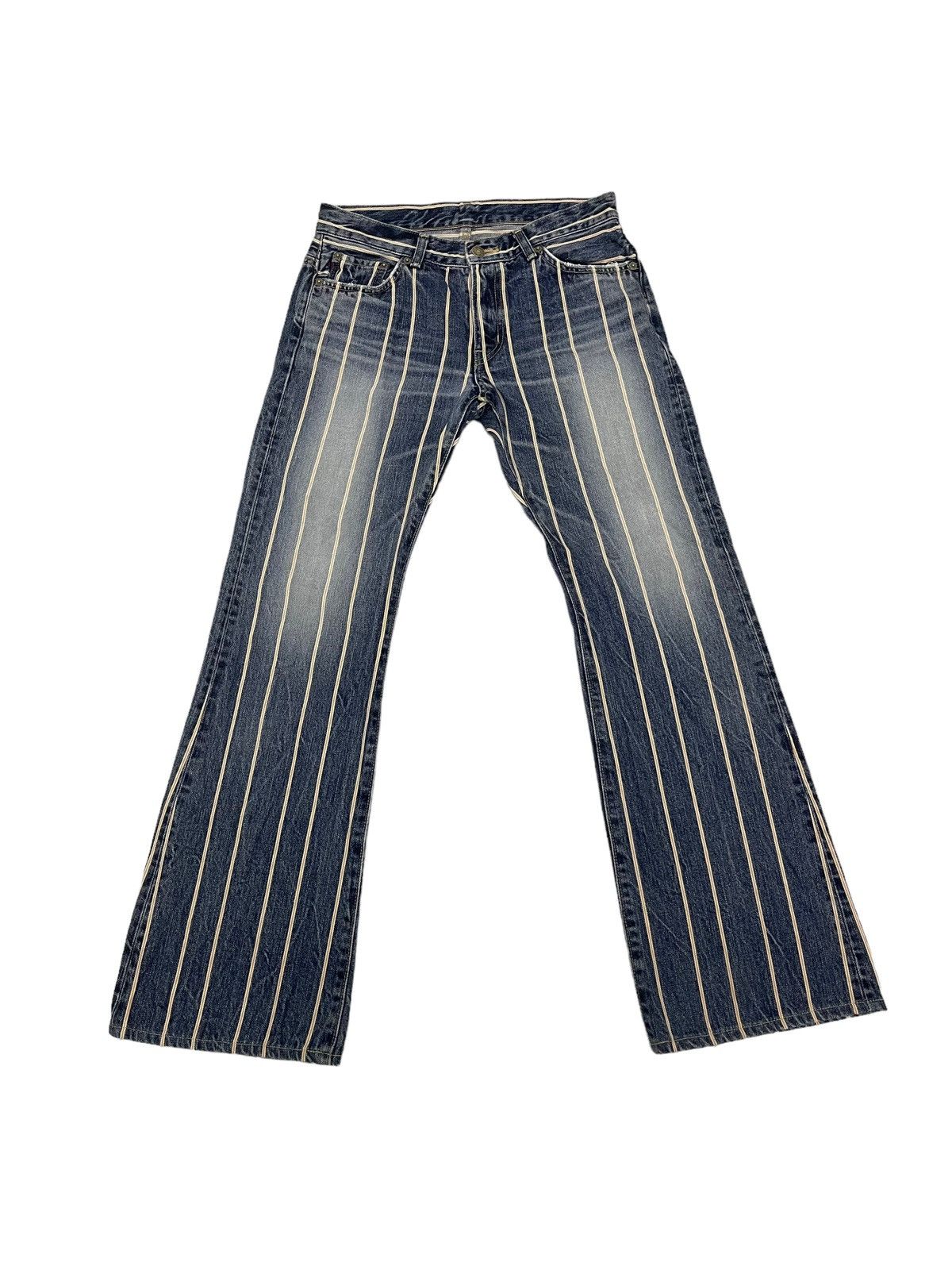 Edwin × Vintage Vintage Edwin Striped Flare Disclosed Denim Jeans Size US 29 - 1 Thumbnail