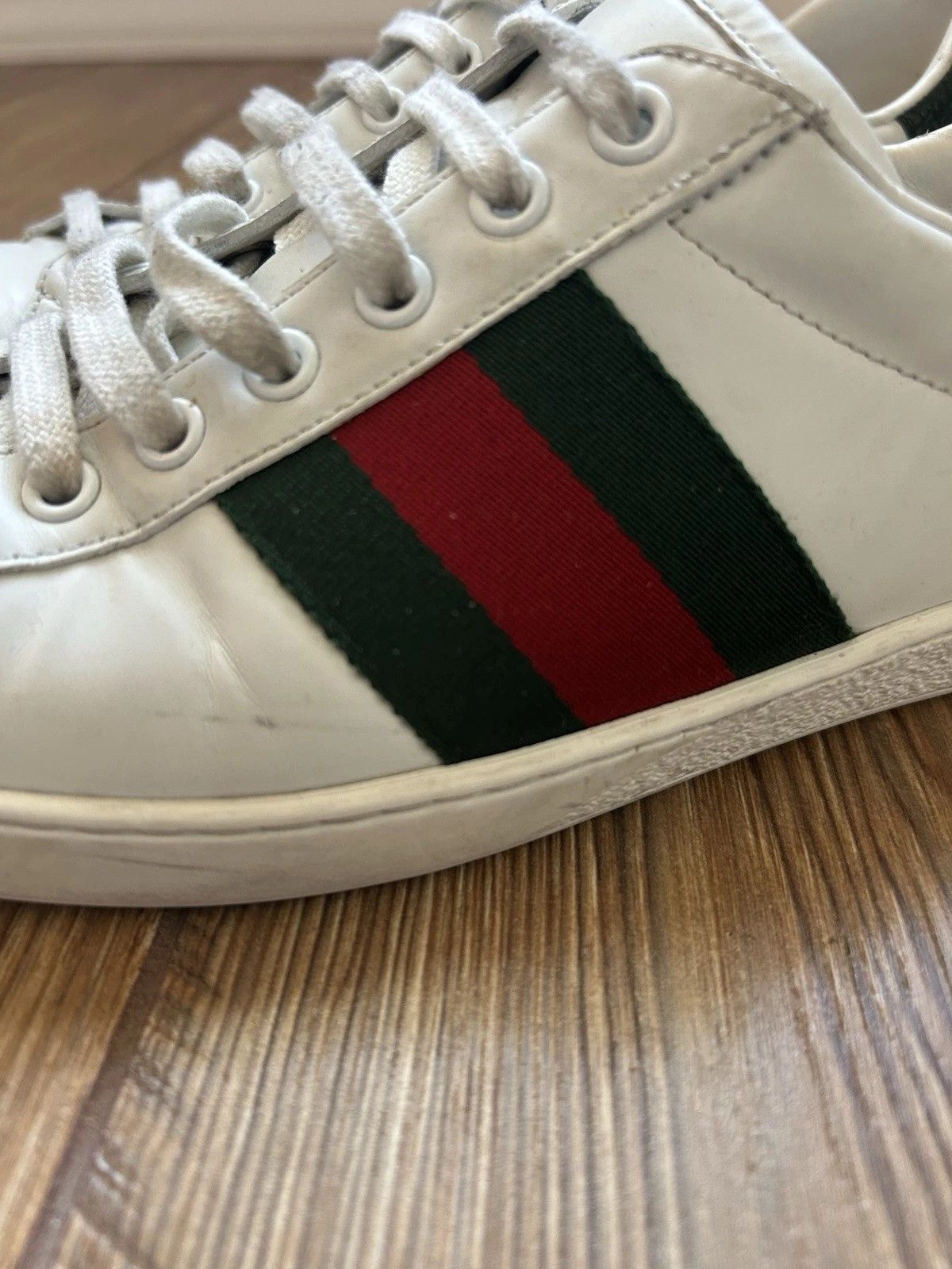 Gucci Gucci Ace Sneakers 7 White Leather Low 386750 Size US 7 / EU 40 - 4 Thumbnail