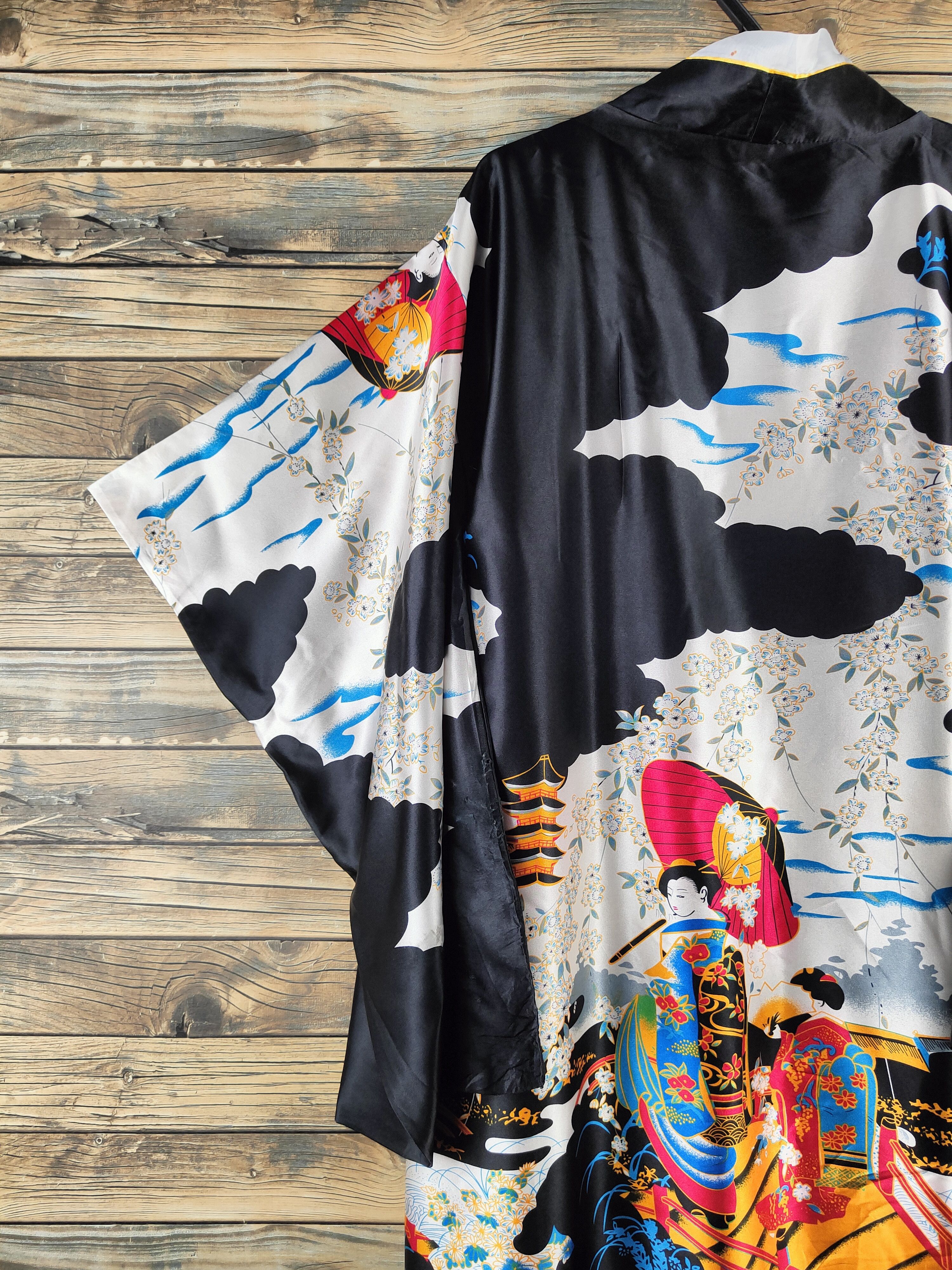 Japanese Brand DL Geisha lady Japan fullprint vintage Kimono #46-720 Size US L / EU 52-54 / 3 - 7 Thumbnail