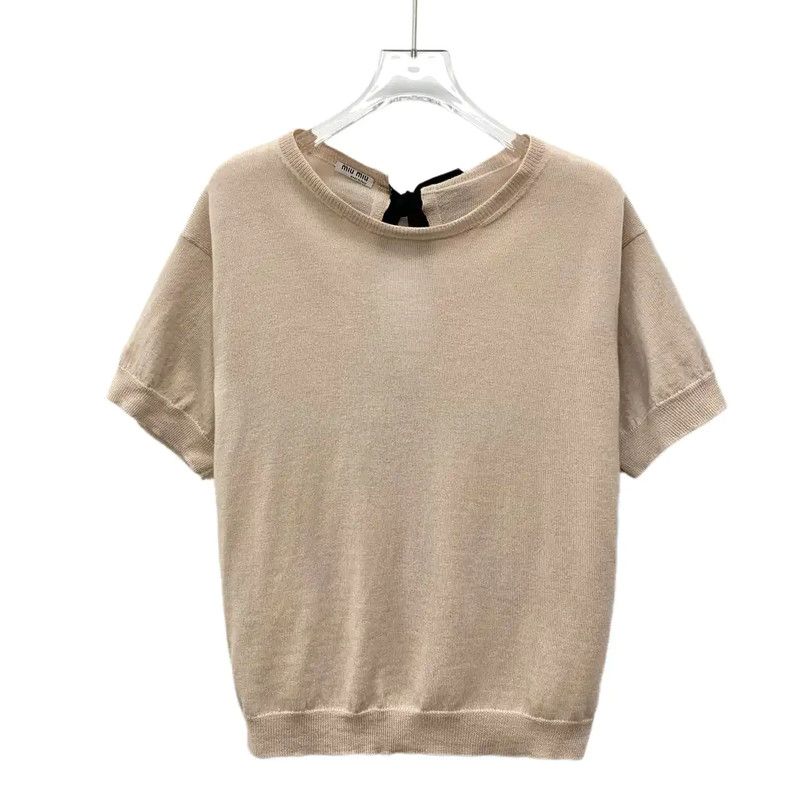 Miu Miu Miu Miu Beige Wool Women's T-Shirt 0089 Size M / US 6-8 / IT 42-44 - 1 Thumbnail
