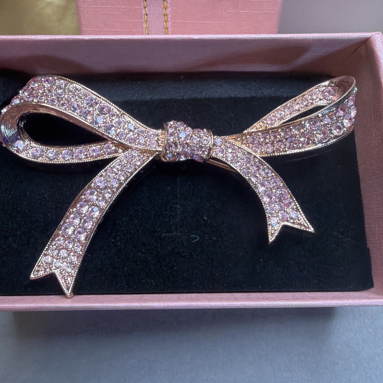 Kenneth Jay Lane Kenneth Jay Lane Vintage Ribbon Bow Brooch Pink Pave Gold Size ONE SIZE - 4 Thumbnail