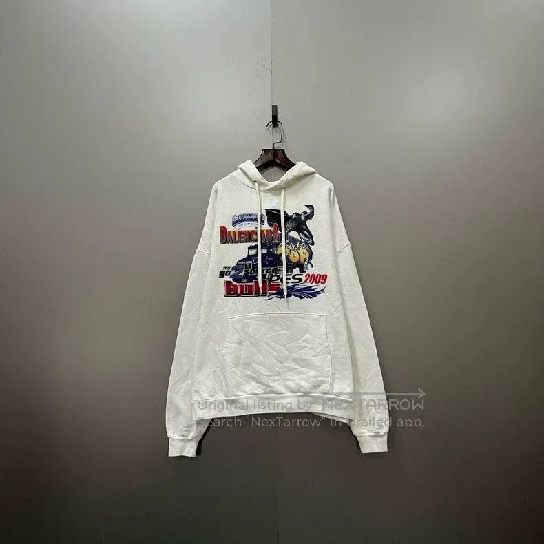 Balenciaga White Pattern Letter Logo Hoodie