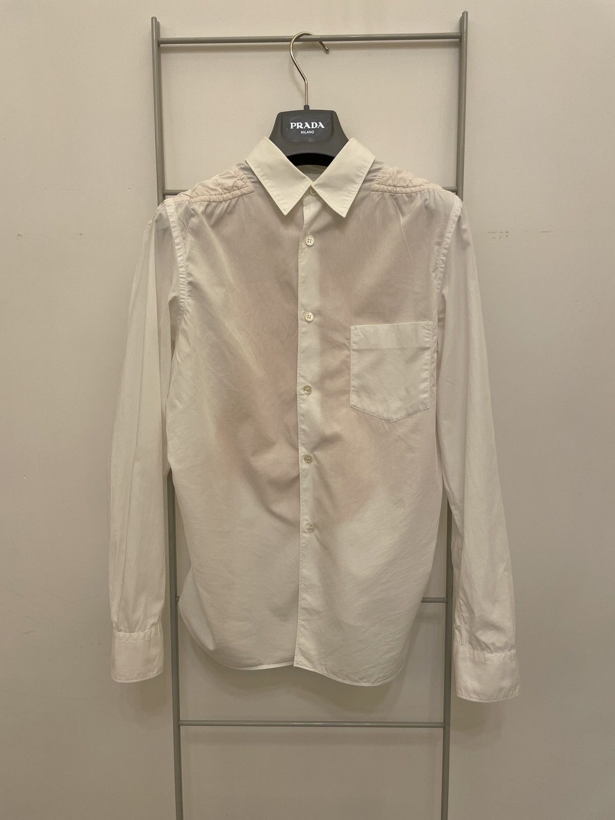 image of Comme Des Garcons Shirt x Rei Kawakubo Cdg Boiled Wool Attached Shirt in White, Men's (Size Small)