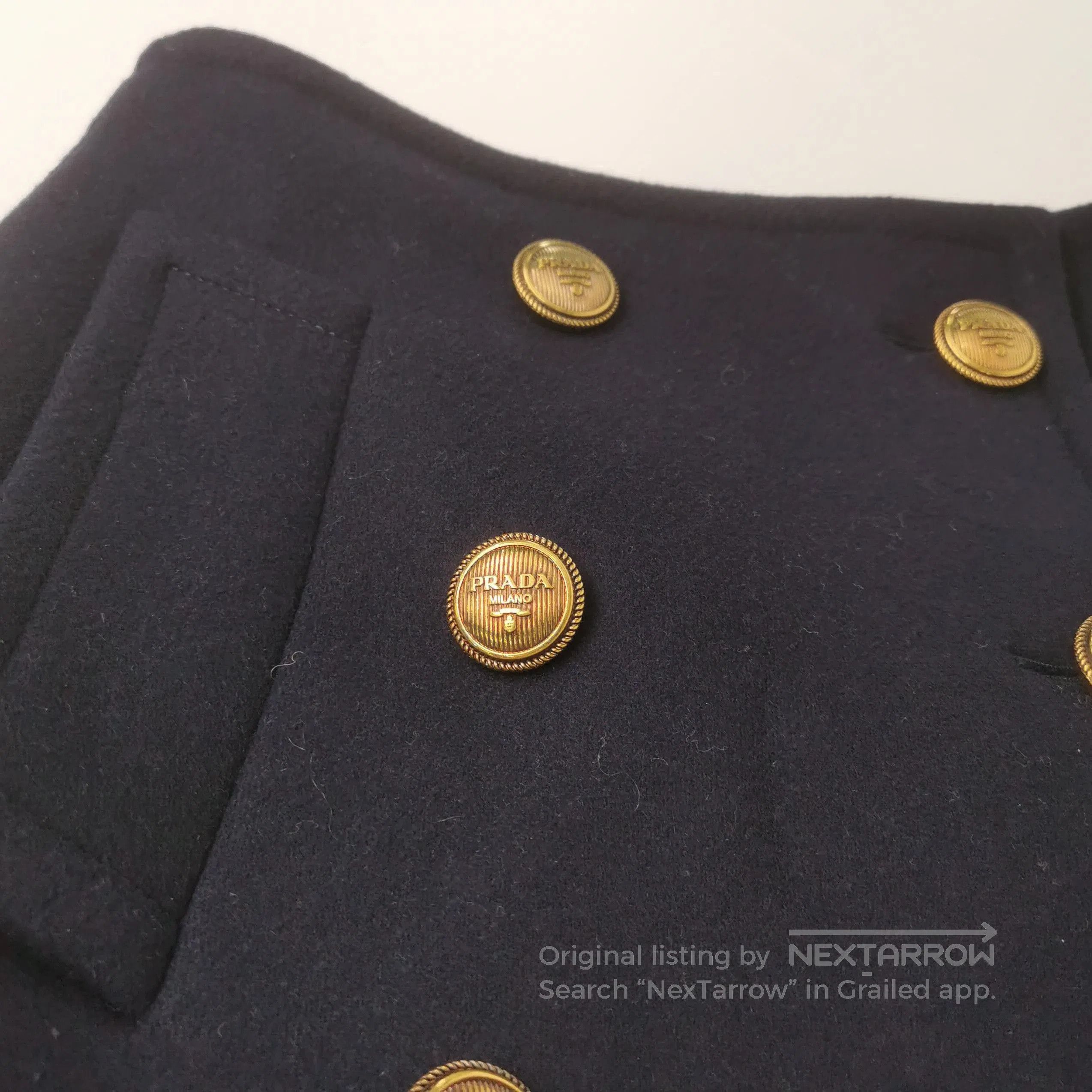 Prada Wool Blend Logo Skirt Size 36 .