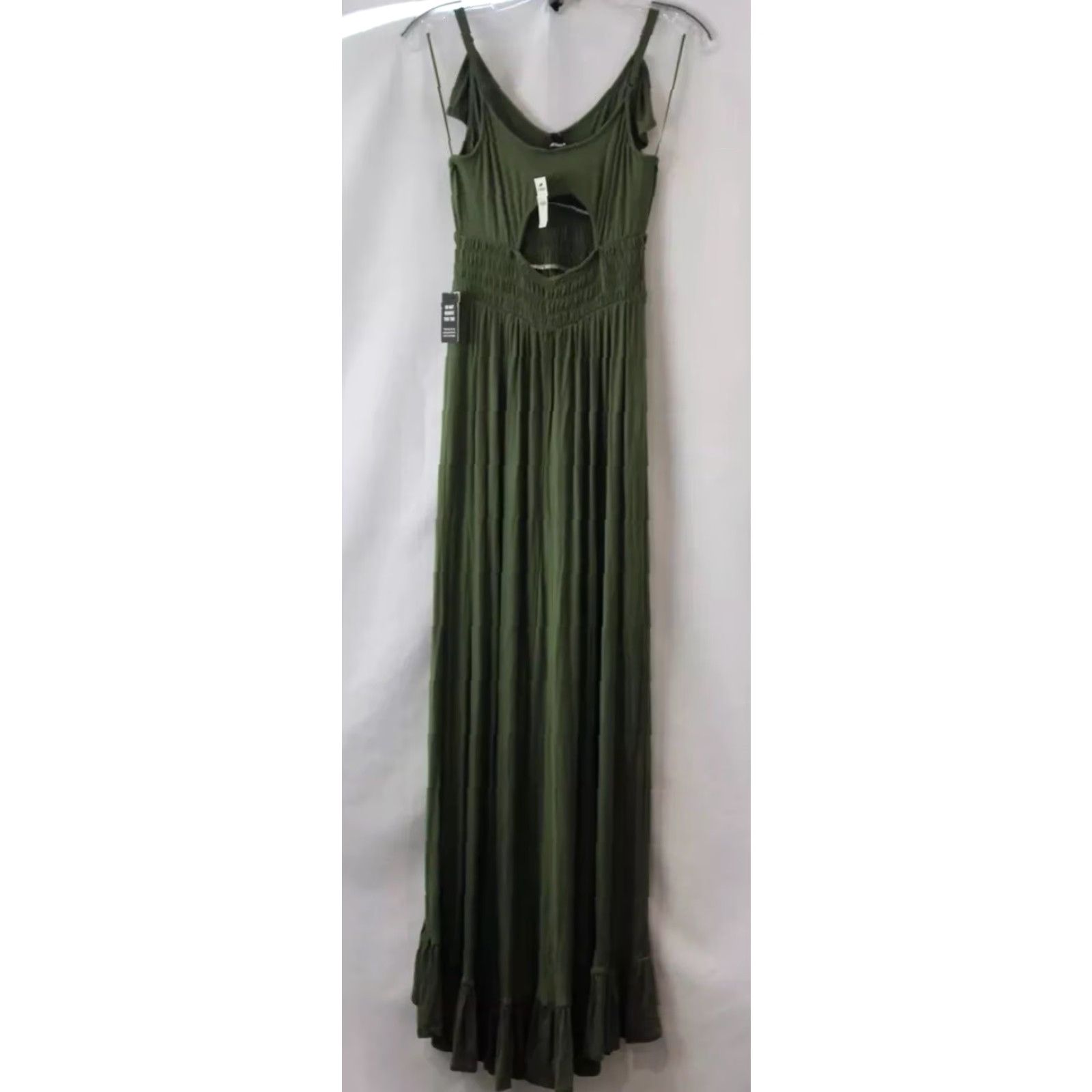 Express NEW NWT Women Express Olive Green Back Cutout Ruffle Trim High-Low Dress Size XS Size XS / US 0-2 / IT 36-38 - 2 Thumbnail