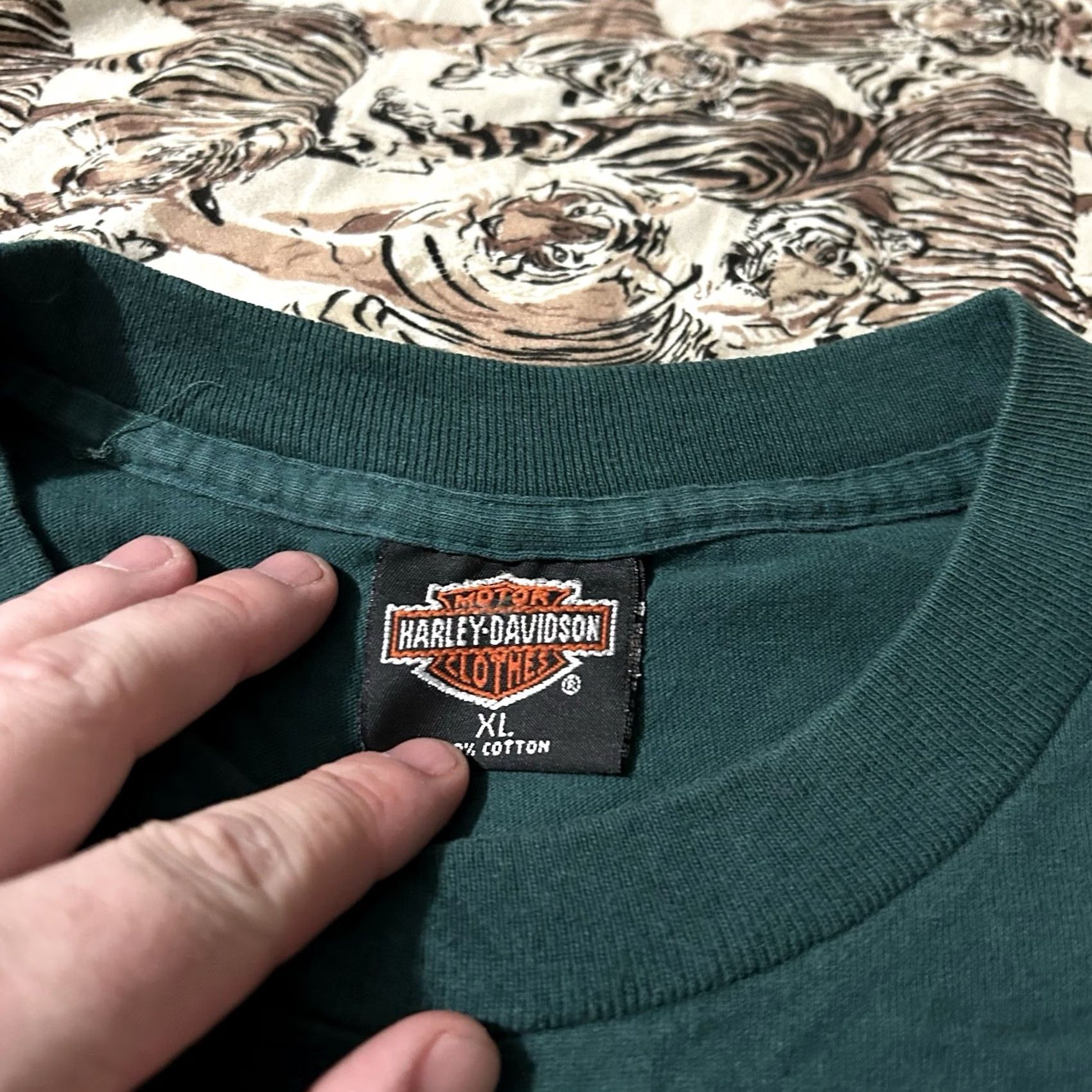 Harley Davidson VINTAGE Harley-Davidson Biker Shirt 90s Rules T-Shirt XL Men's Green Shirt XL Mens Size US XL / EU 56 / 4 - 4 Thumbnail