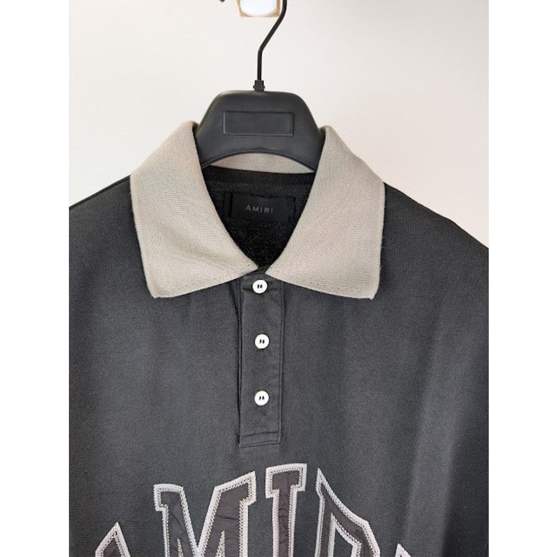 Amiri o1rshd1 Vintage Oversized Short-Sleeved Polo Shirt in Black Size US L / EU 52-54 / 3 - 7 Thumbnail