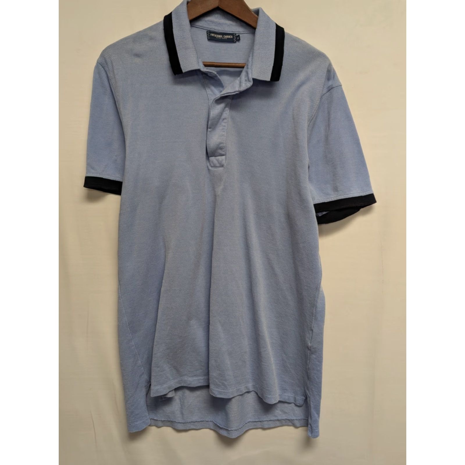 Frescobol Carioca Frescobol Carioca Polo Sweater Shirt Short Sleeve V-Neck Button Up Cotton Knit Blue Navy Trim XL Mens Size US XL / EU 56 / 4 - 2 Thumbnail
