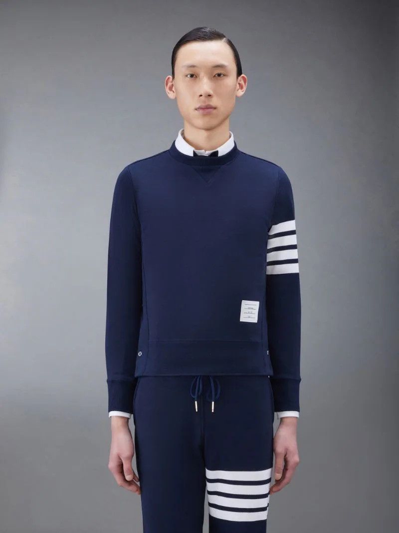 image of Thom Browne 4 Bar Stripe Sweatshirt in Navy, Men's (Size Medium)