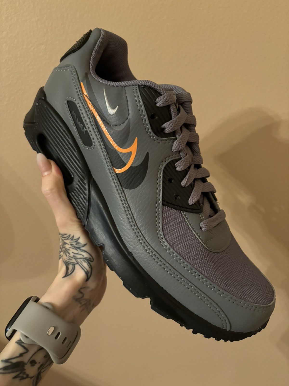 Nike × Vintage Air Max 90 Next Nature GS Multi-Swoosh - Smoke Grey Mandarin Size US 7 / EU 40 - 2 Thumbnail
