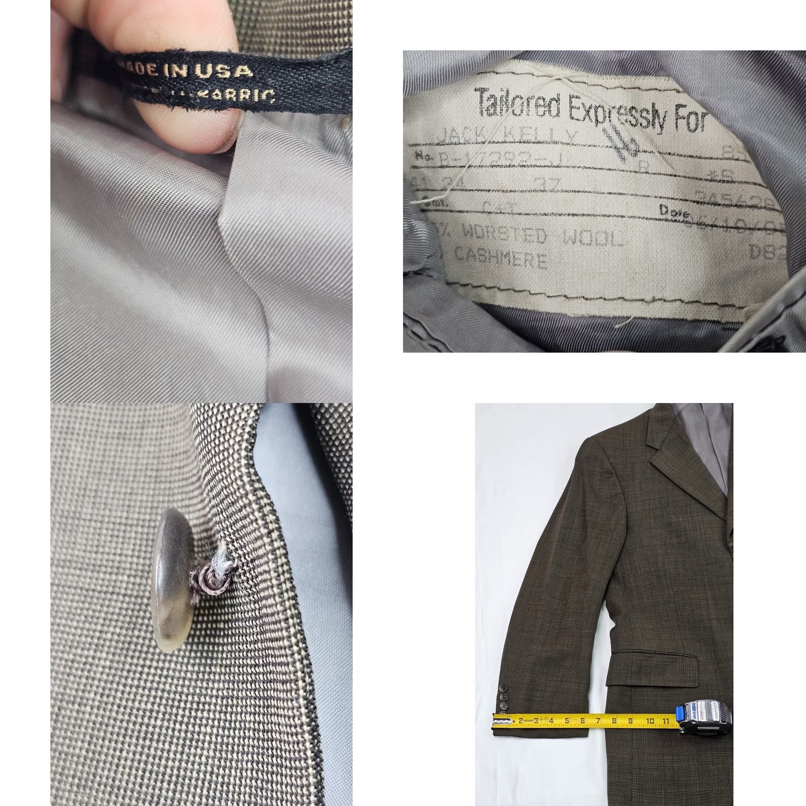 Hart Schaffner Marx Hart Schaffner Marx Wool Cashmere Blazer Men 41R Twill Weave Brown Goldish Notch 3-Button Front Regular Size 42R - 8 Thumbnail