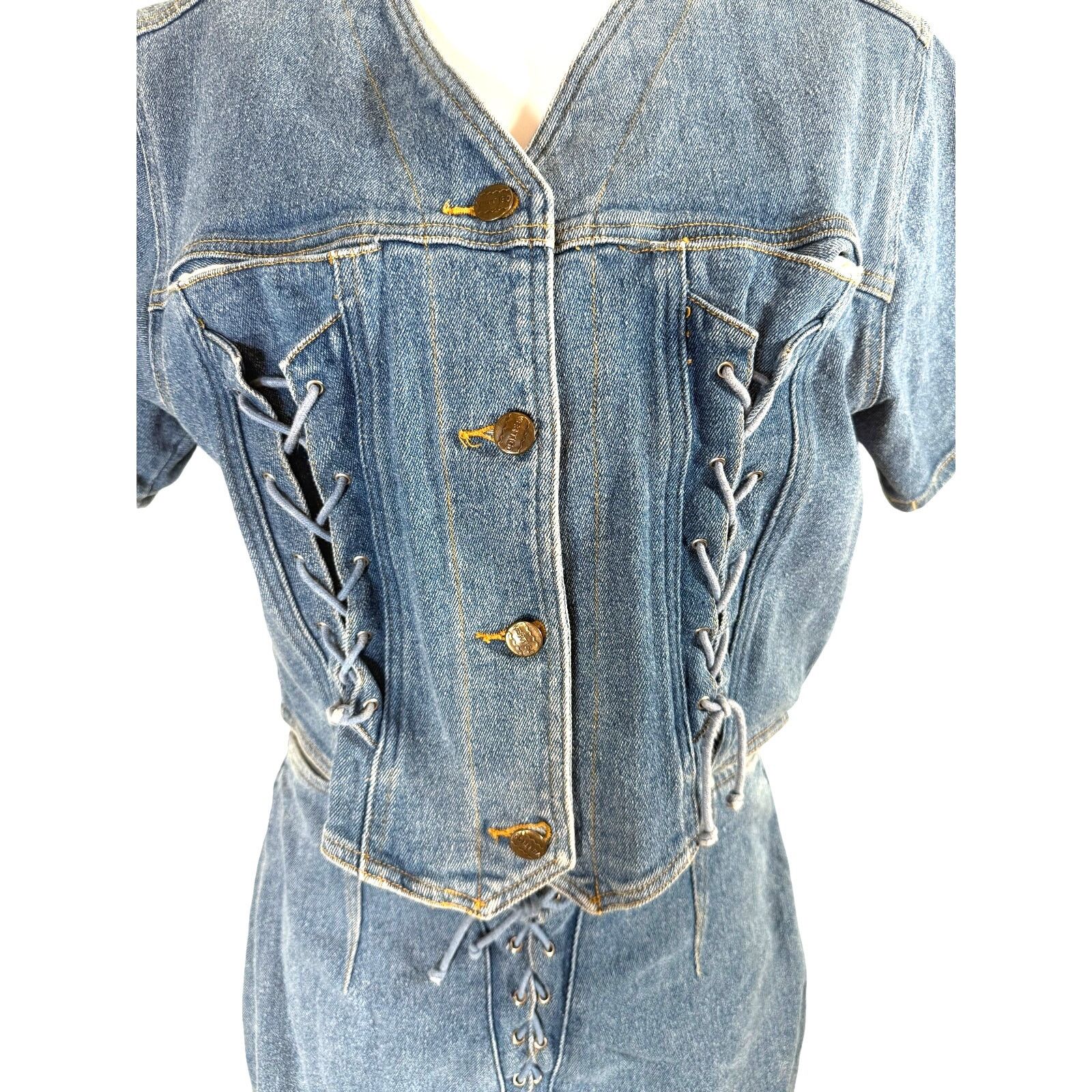 Vintage Rare Vintage 80s 90s Vertigo High Waisted Skirt Denim Set Size M / US 6-8 / IT 42-44 - 3 Thumbnail