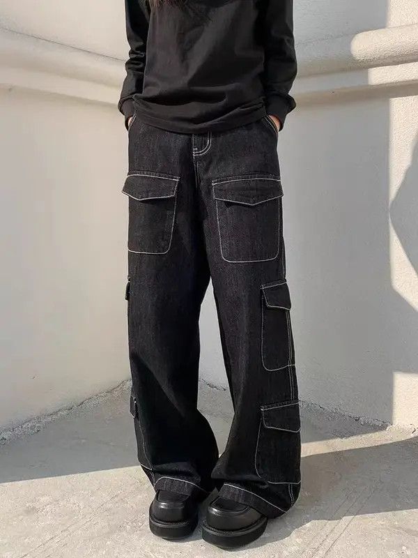 VIBE Vintage Washed Bright Line Multi-Pocket Jeans Size US 30 / EU 46 - 3 Thumbnail