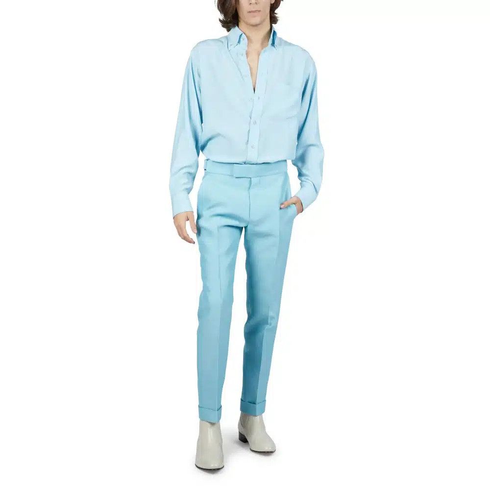 Tom Ford o1loc1c0625 HRO001 Fluid Shirt in Light Blue Size US L / EU 52-54 / 3 - 2 Thumbnail